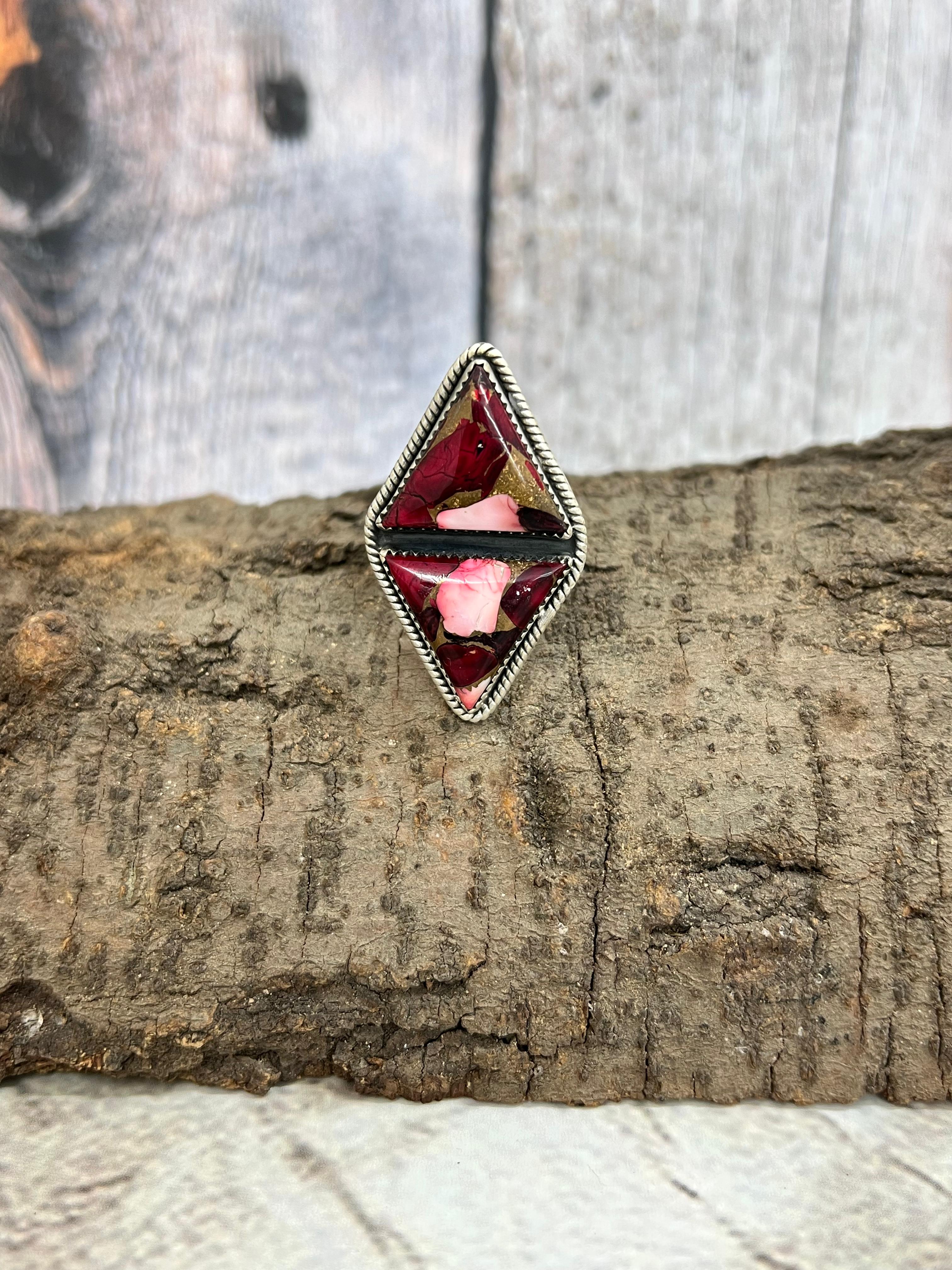 Handmade Sterling Silver Dahlia Rose Adjustable Ring with Signed Nizhoni