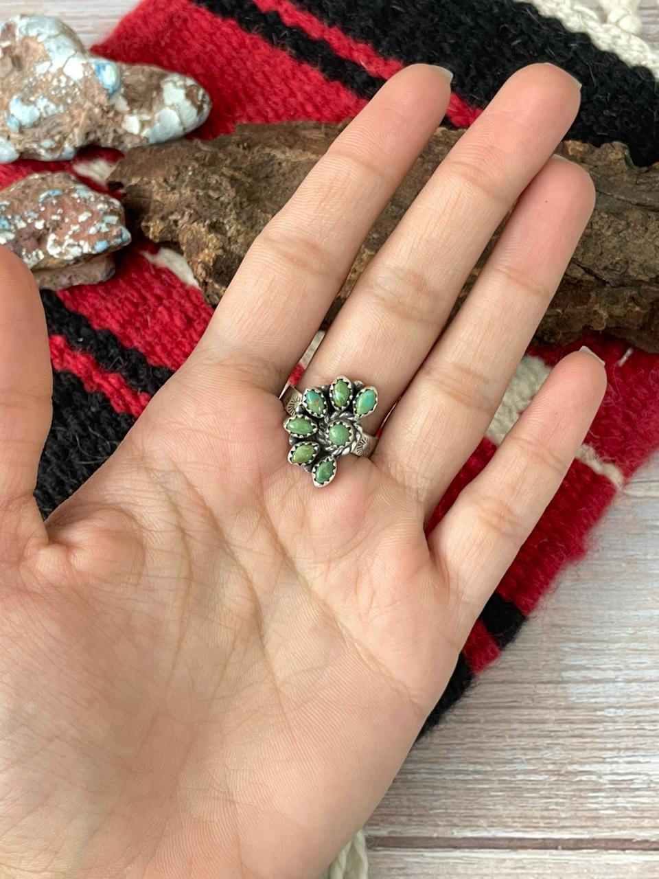 Handmade Sterling Silver Kingman Turquoise Ring "Signed Nizhoni"