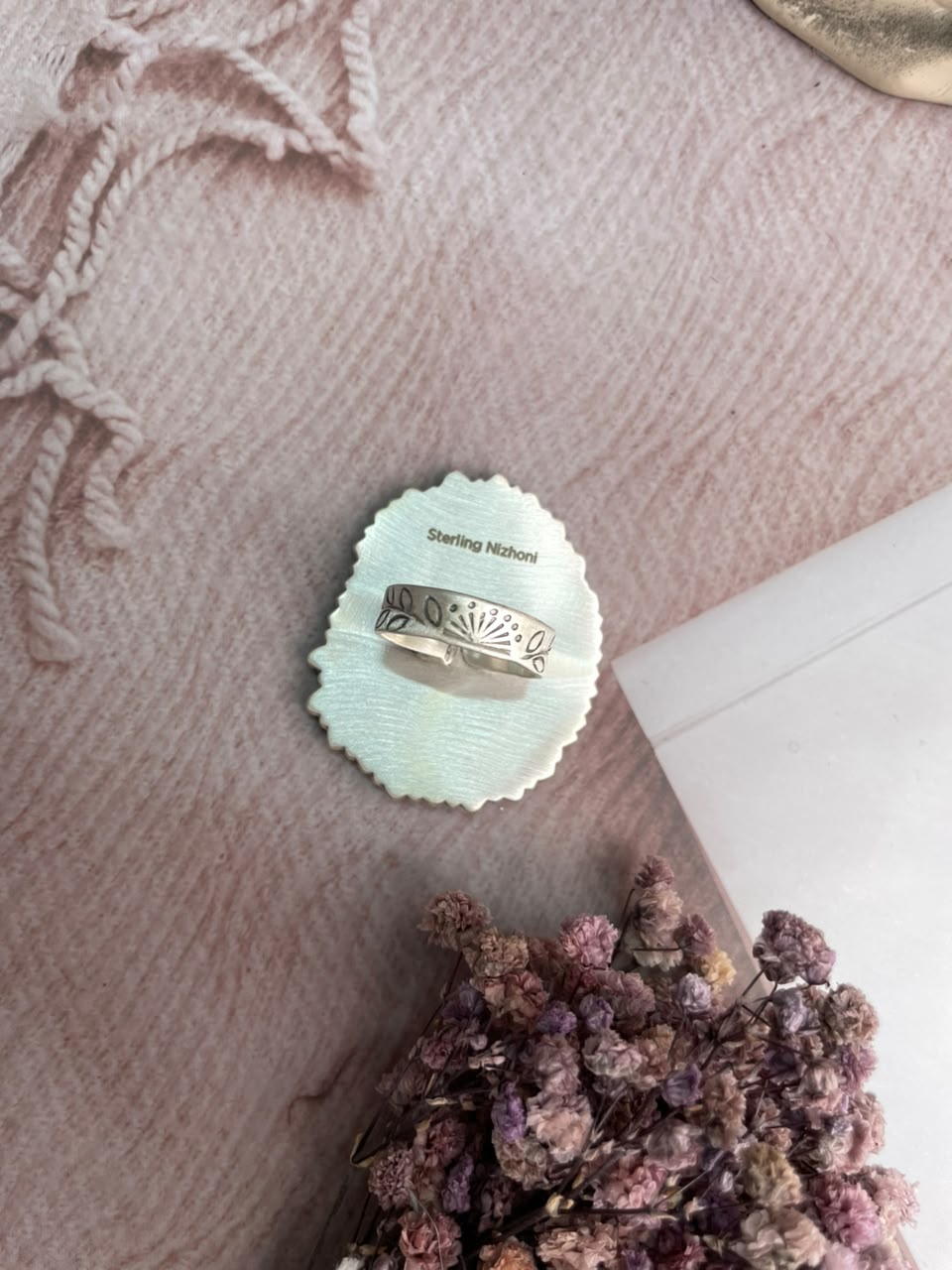 Handmade Sterling Silver Kingman Turquoise Halloween Collection: Adjustable Ring Signed Nizhoni