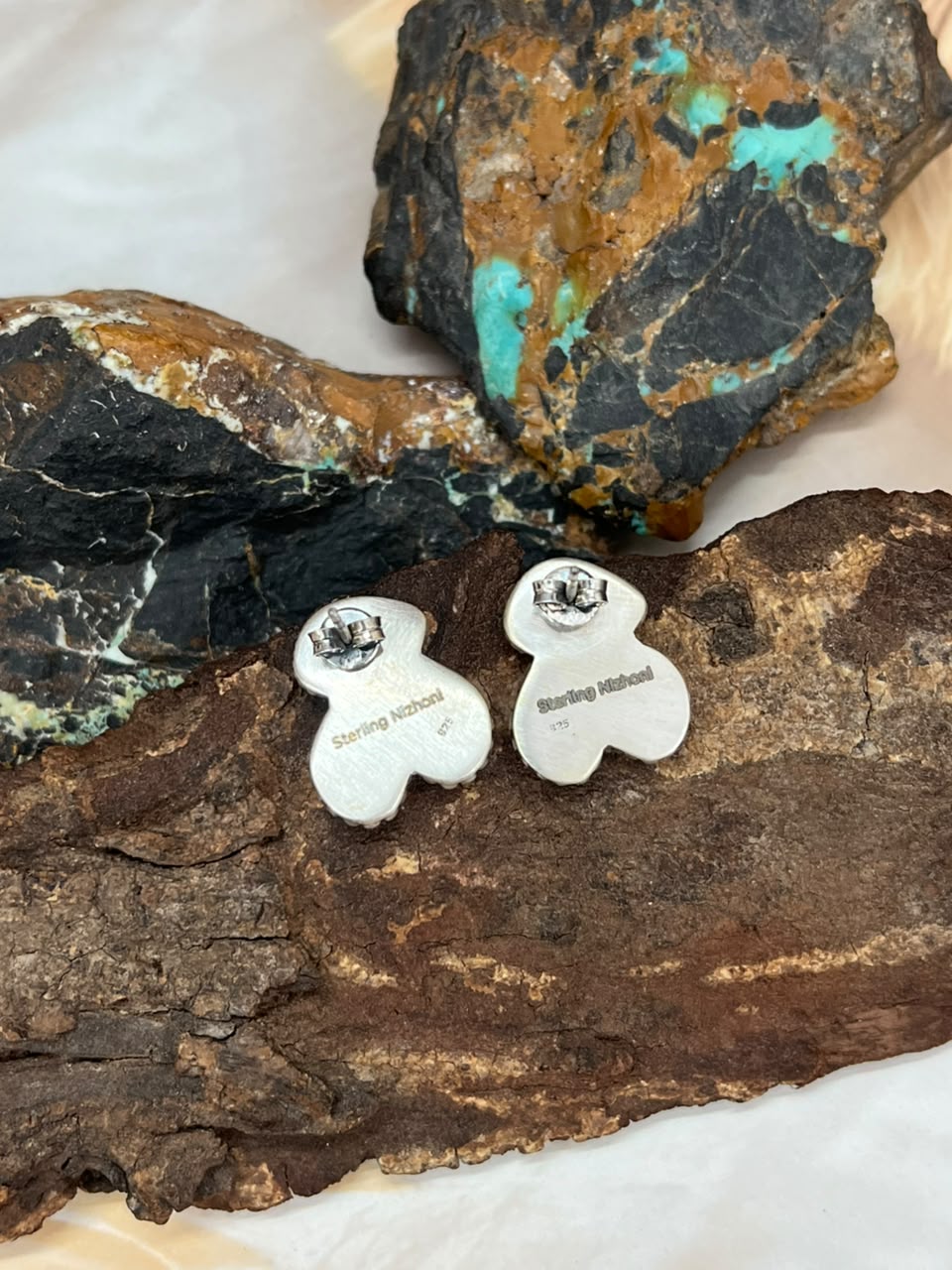 Handmade Sterling Silver Christmas Dahlia Collection: Post Studs Earrings Signed Nizhoni
