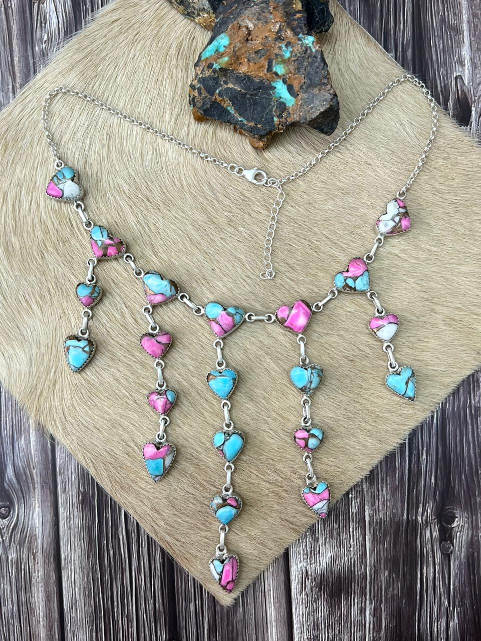 Handmade Sterling Silver Cotton Candy Necklace "Signed Nizhoni"