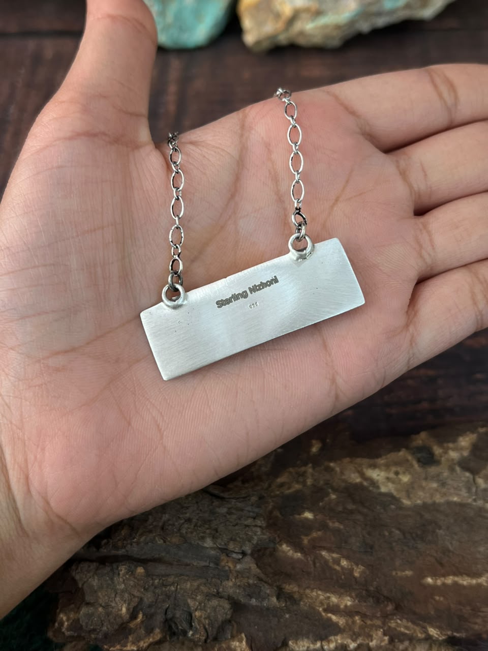 Handmade Sterling Silver Kingman Turquoise NFR Collection: Necklace Signed Nizhoni