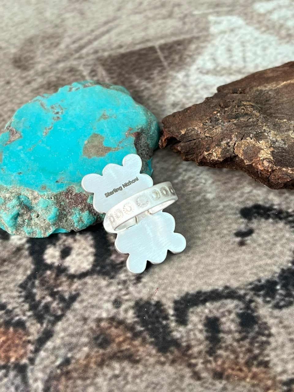 Handmade Sterling Silver Cotton Candy Bar Adjustable Ring Signed Nizhoni