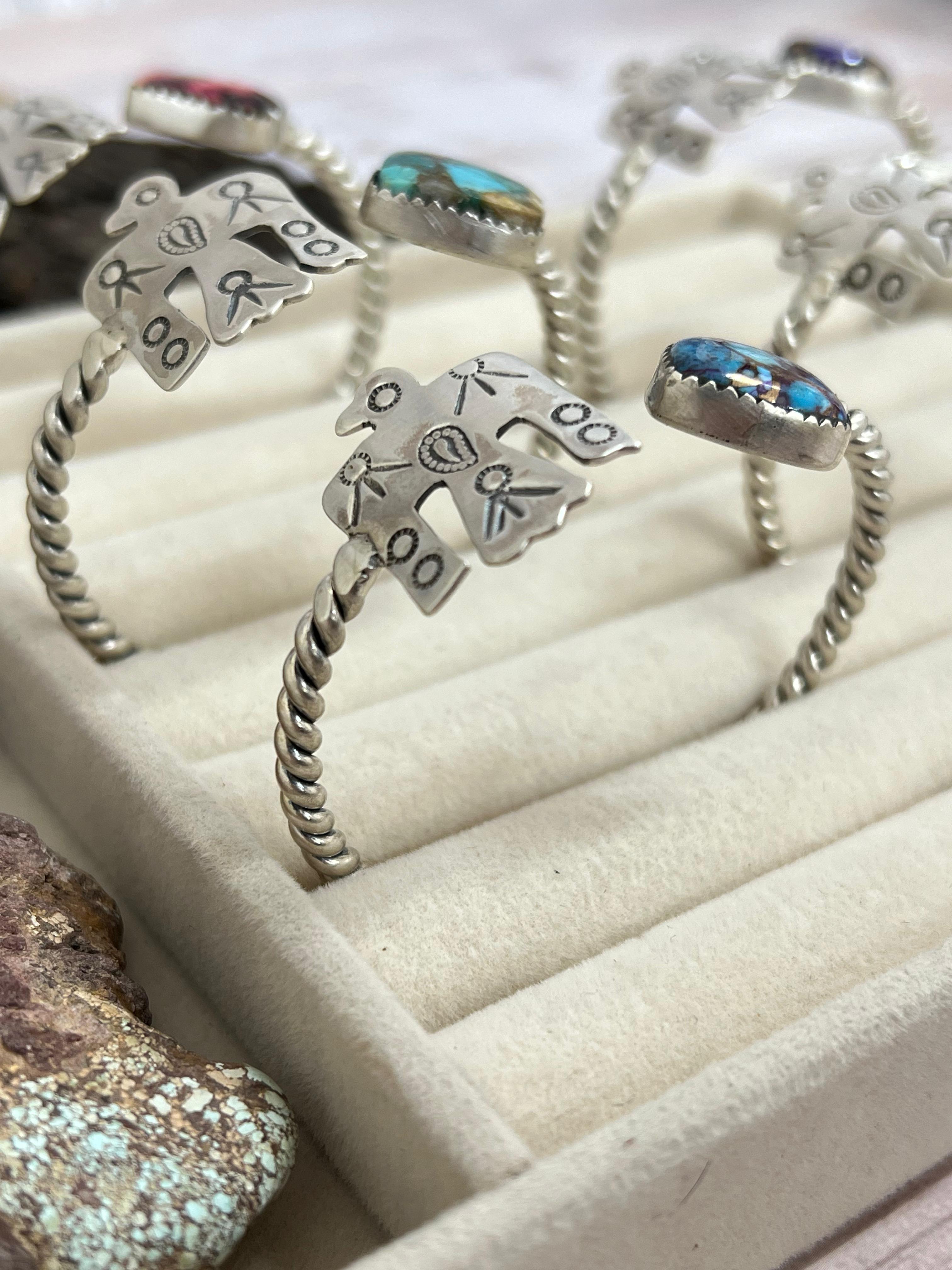 Handmade Sterling Silver Multi Stone Cuff Bracelet with Signed Nizhoni