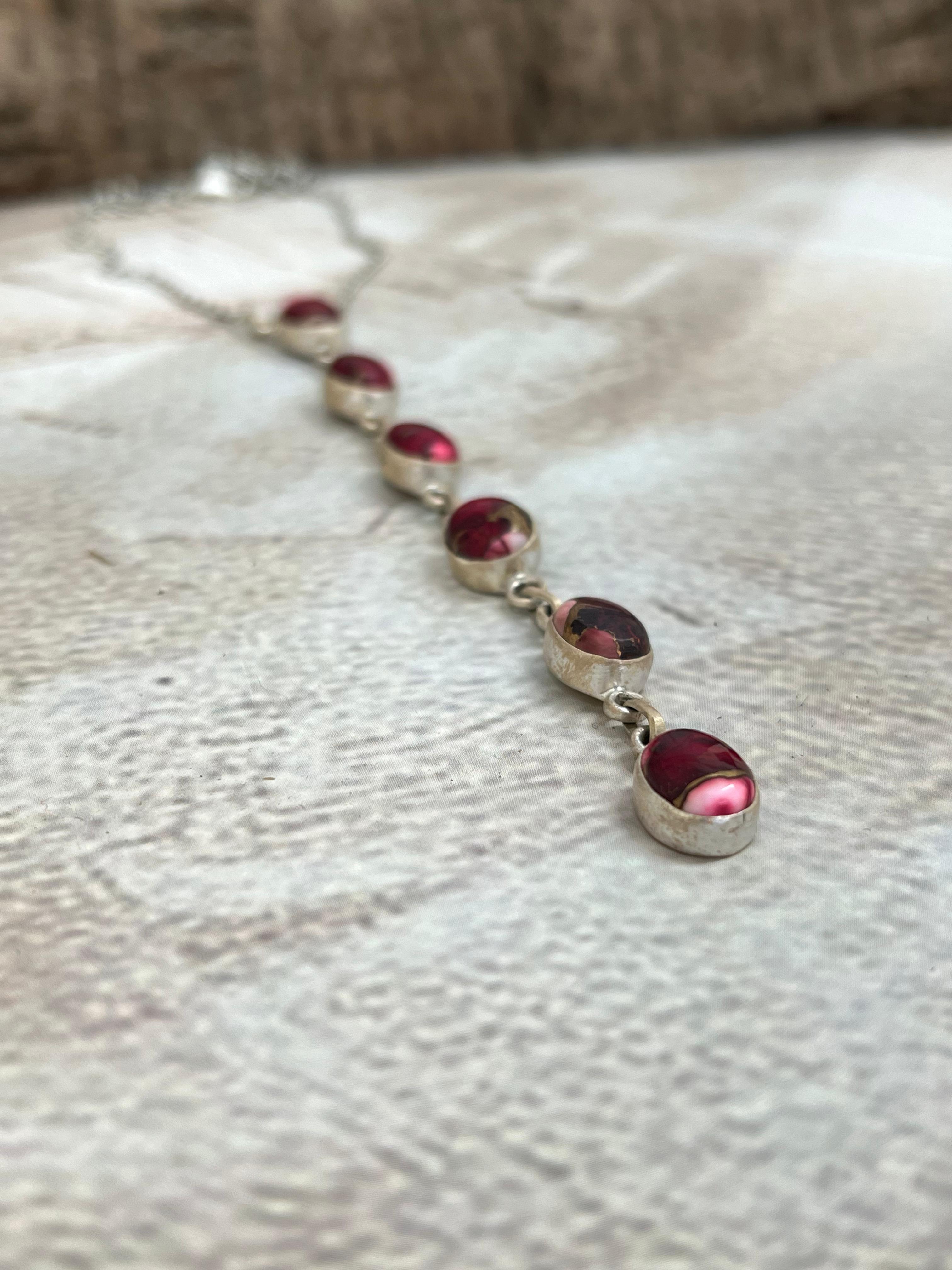 Handmade Sterling Silver Dahlia Rose Necklace with Signed Nizhoni