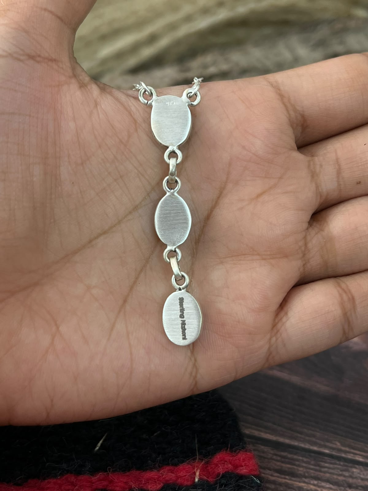 Handmade Sterling Silver Sierra Bella Turquoise Necklace Signed Nizhoni