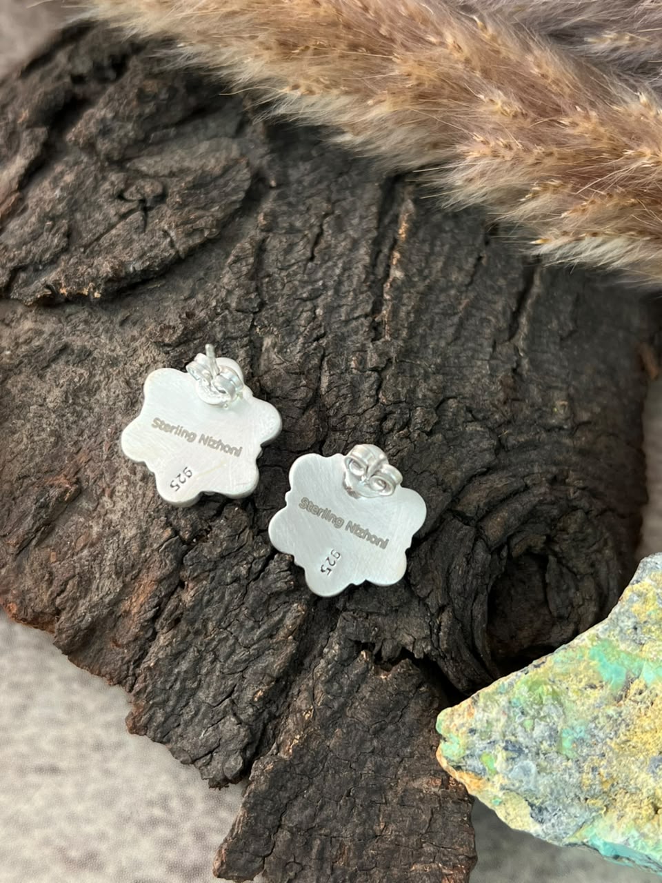 Handmade Sterling Silver Cotton Candy Post Studs Earrings Signed Nizhoni