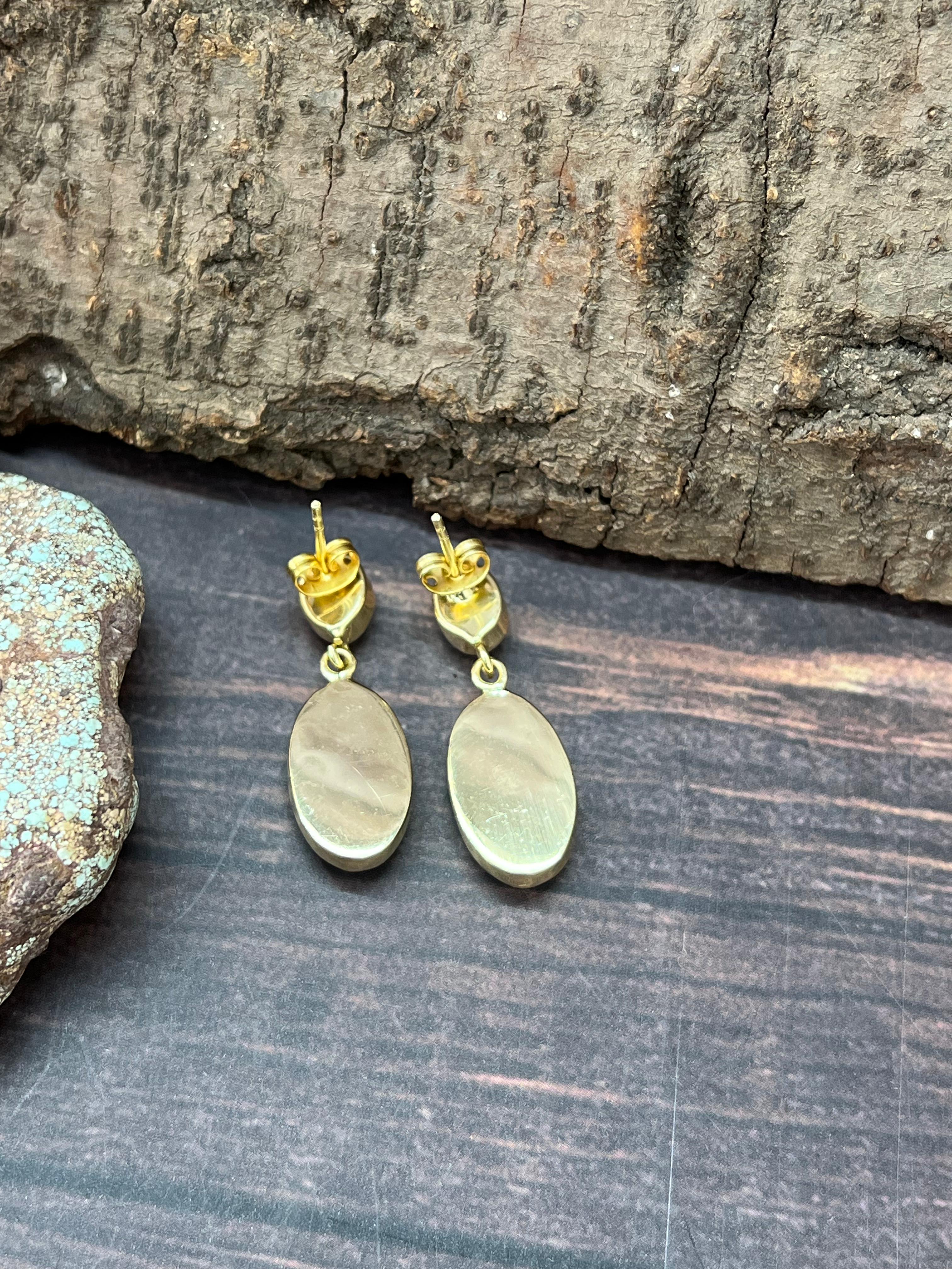 “The Golden Collection” Handmade Natural White Buffalo Post Dangle Earrings