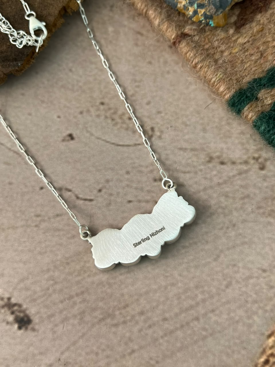 Handmade Sterling Silver Kingman Turquoise Necklace Signed Nizhoni