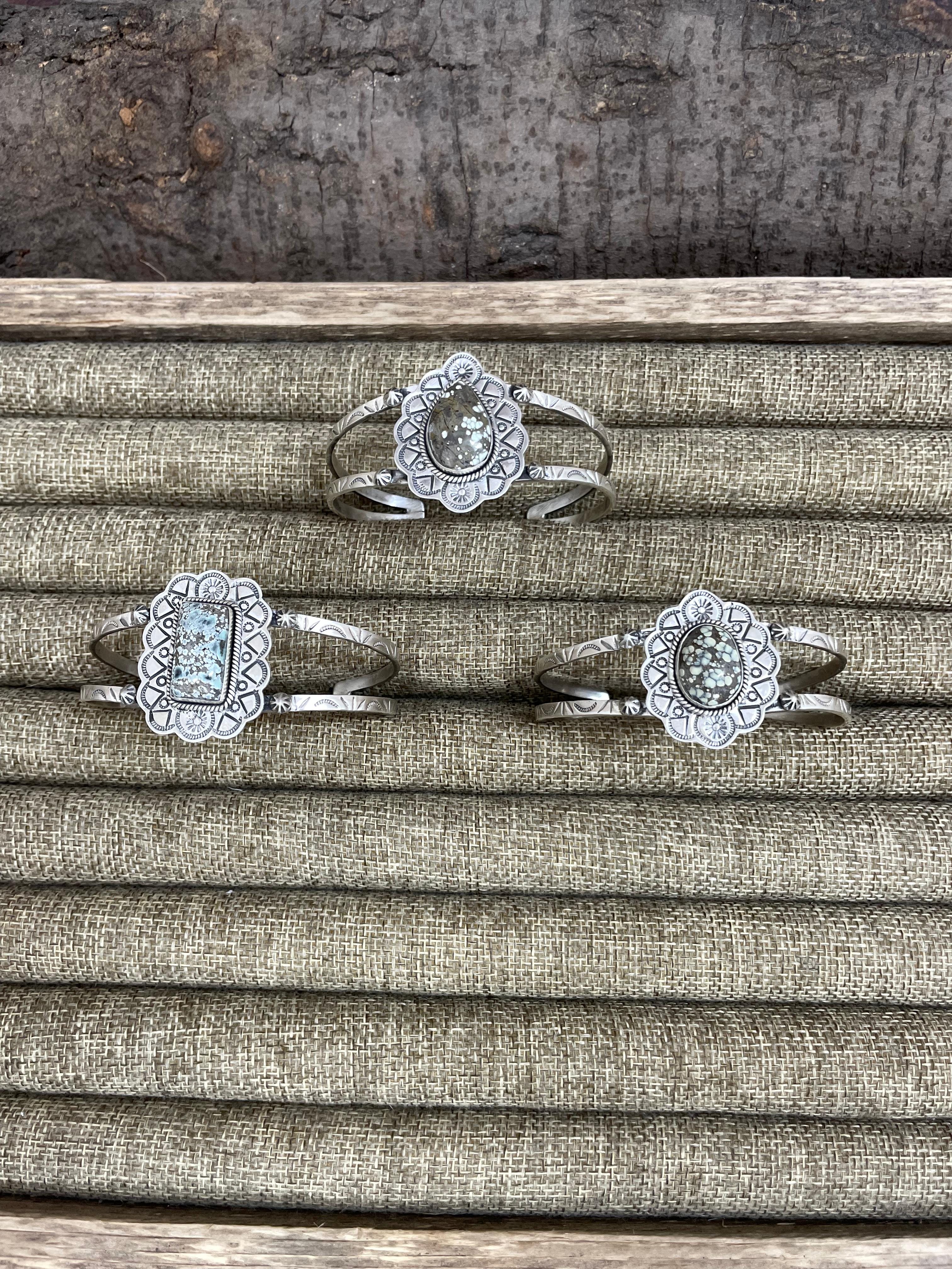 Handmade Sterling Silver Starfox Variscite Bracelet Signed Nizhoni