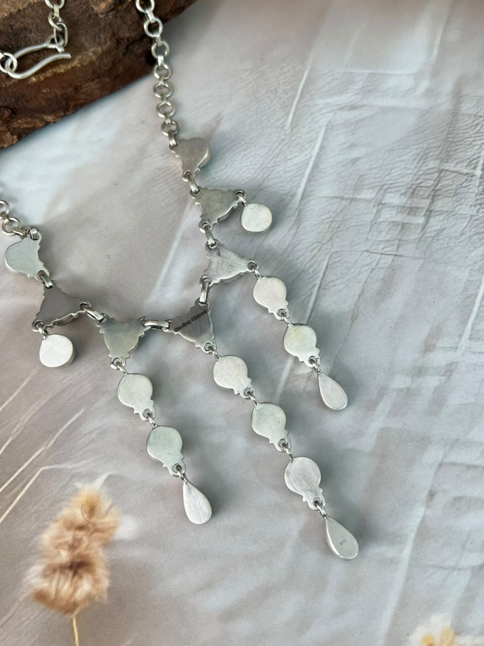 Handmade Sterling Silver Christmas Dahlia Collection: Choker Necklace Signed Nizhoni