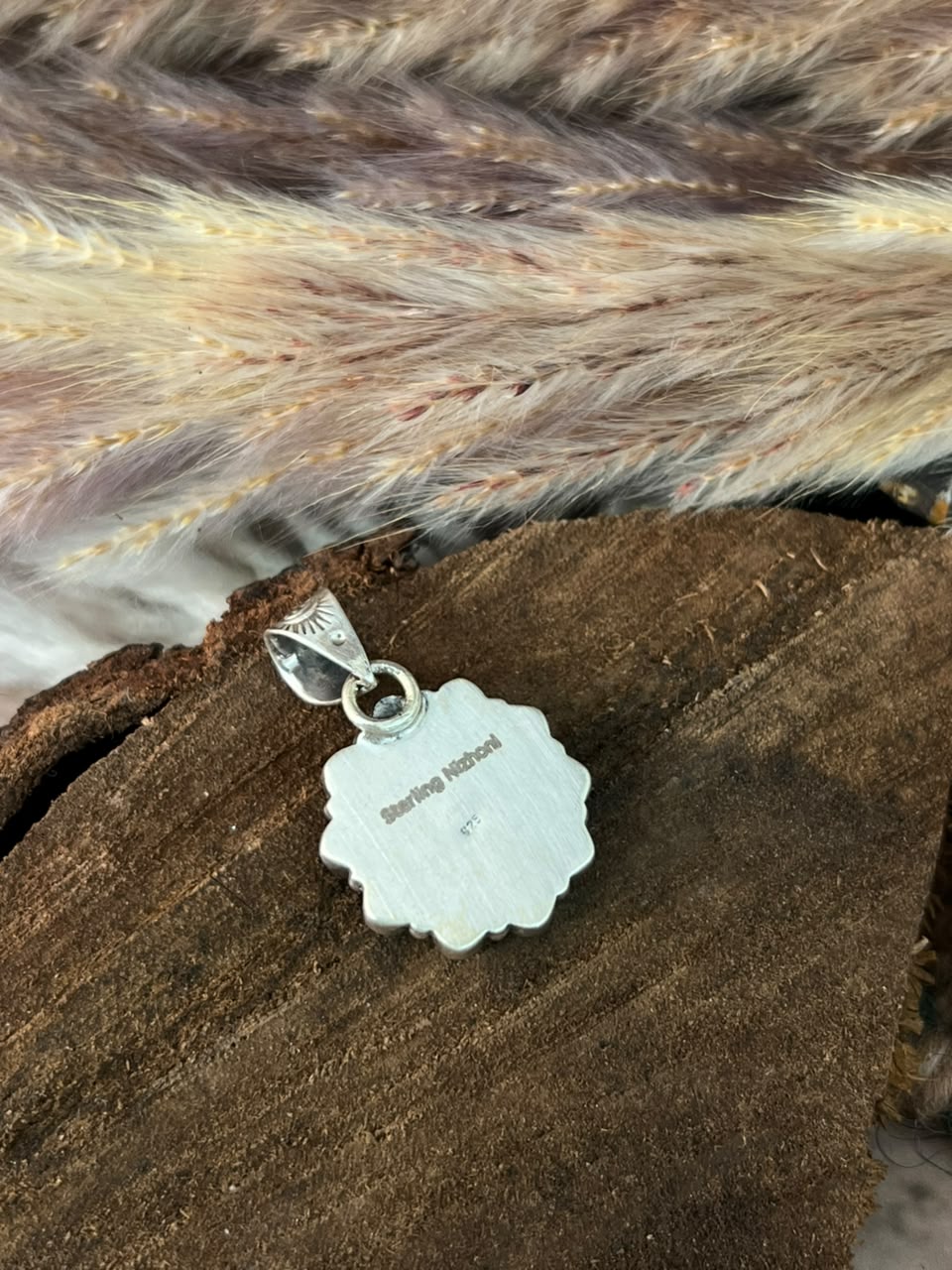 Handmade Sterling Silver Kingman Turquoise Pendant Signed Nizhoni