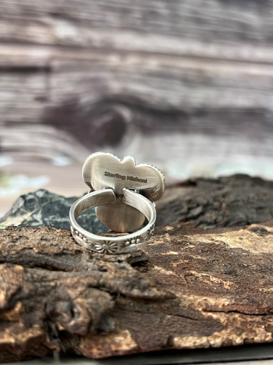 Handmade Sterling Silver Gem Silica Collection: Adjustable Ring Signed Nizhoni