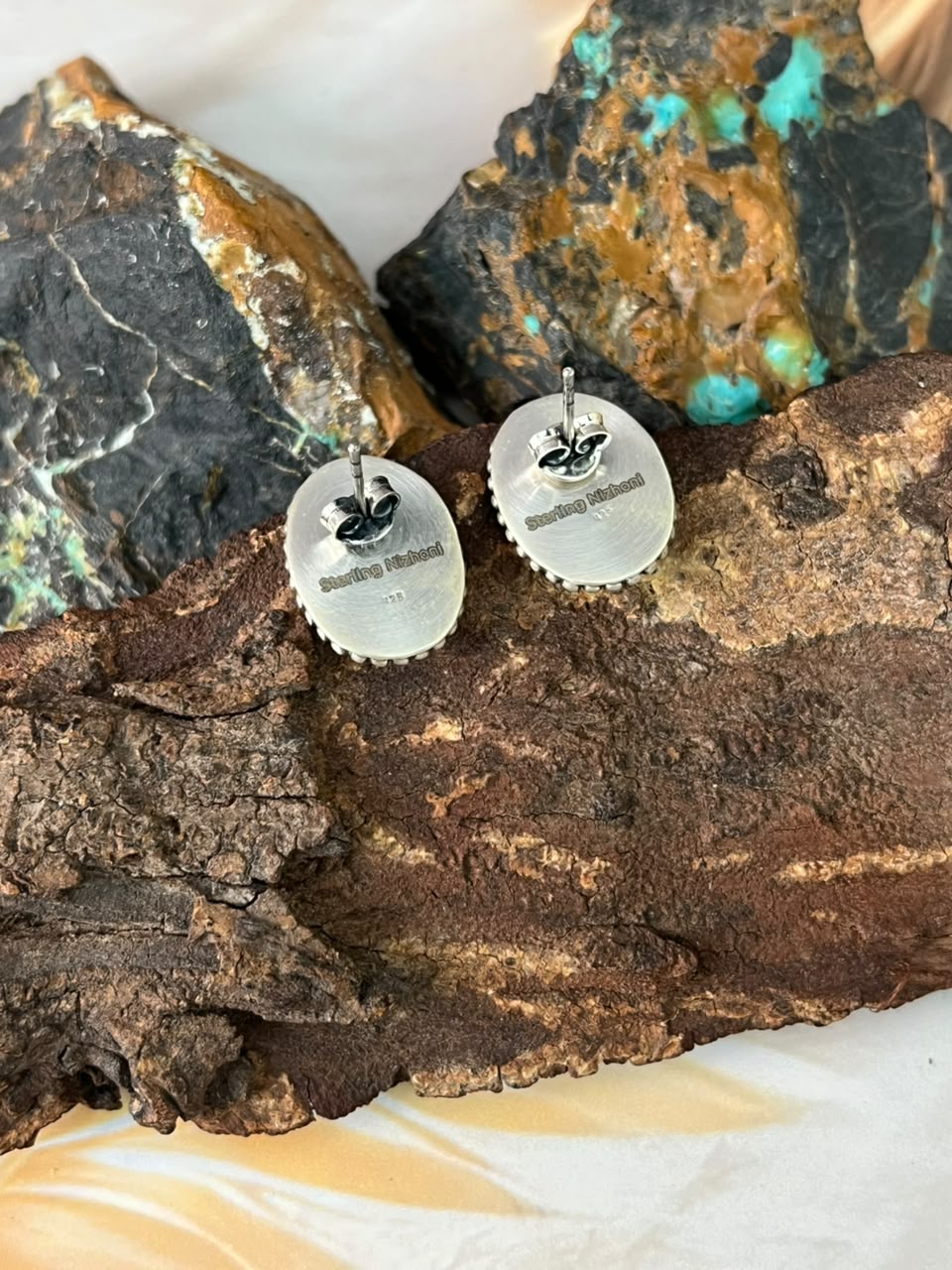 Handmade Sterling Silver Christmas Dahlia Collection: Post Studs Earrings Signed Nizhoni