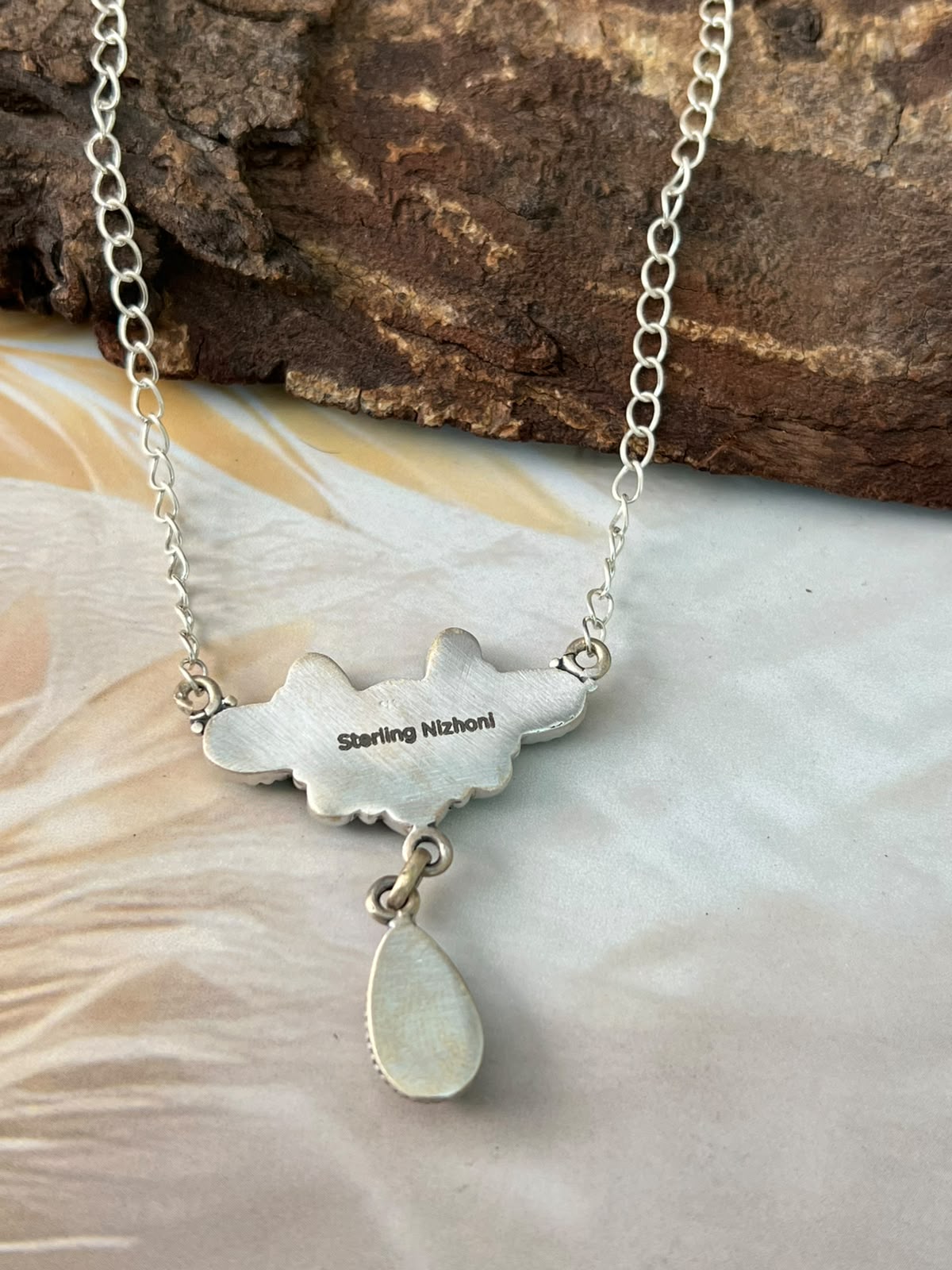 Handmade Sterling Silver Kingman Turquoise Necklace Signed Nizhoni
