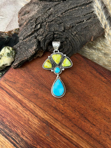 Handmade Sterling Silver Sierra Bella with Palomino Turquoise Collection: Pendant "Signed Nizhoni"