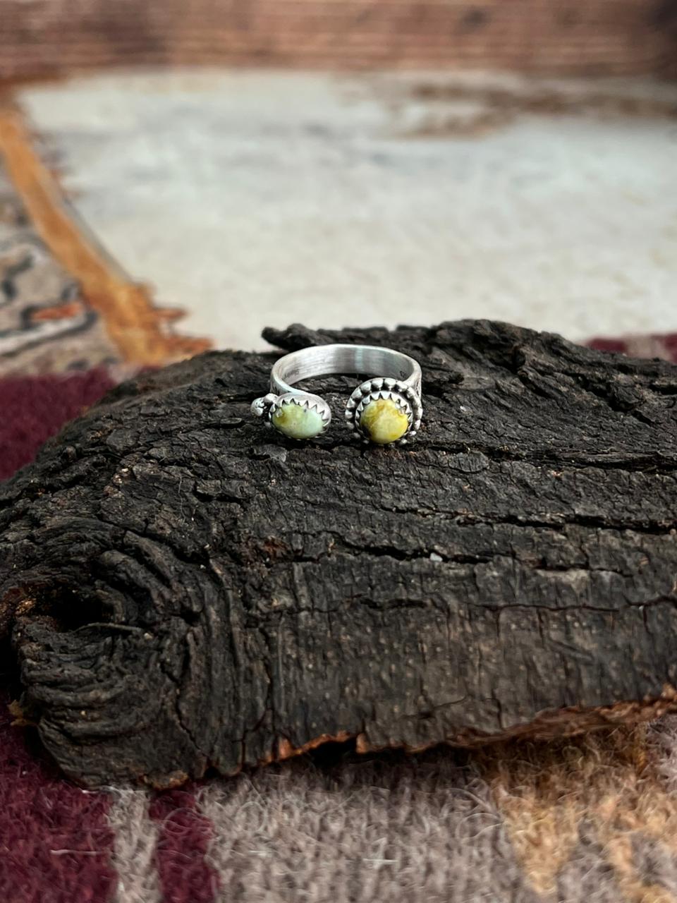 Handmade Sterling Silver Palomino Turquoise Ring "Signed Nizhoni"