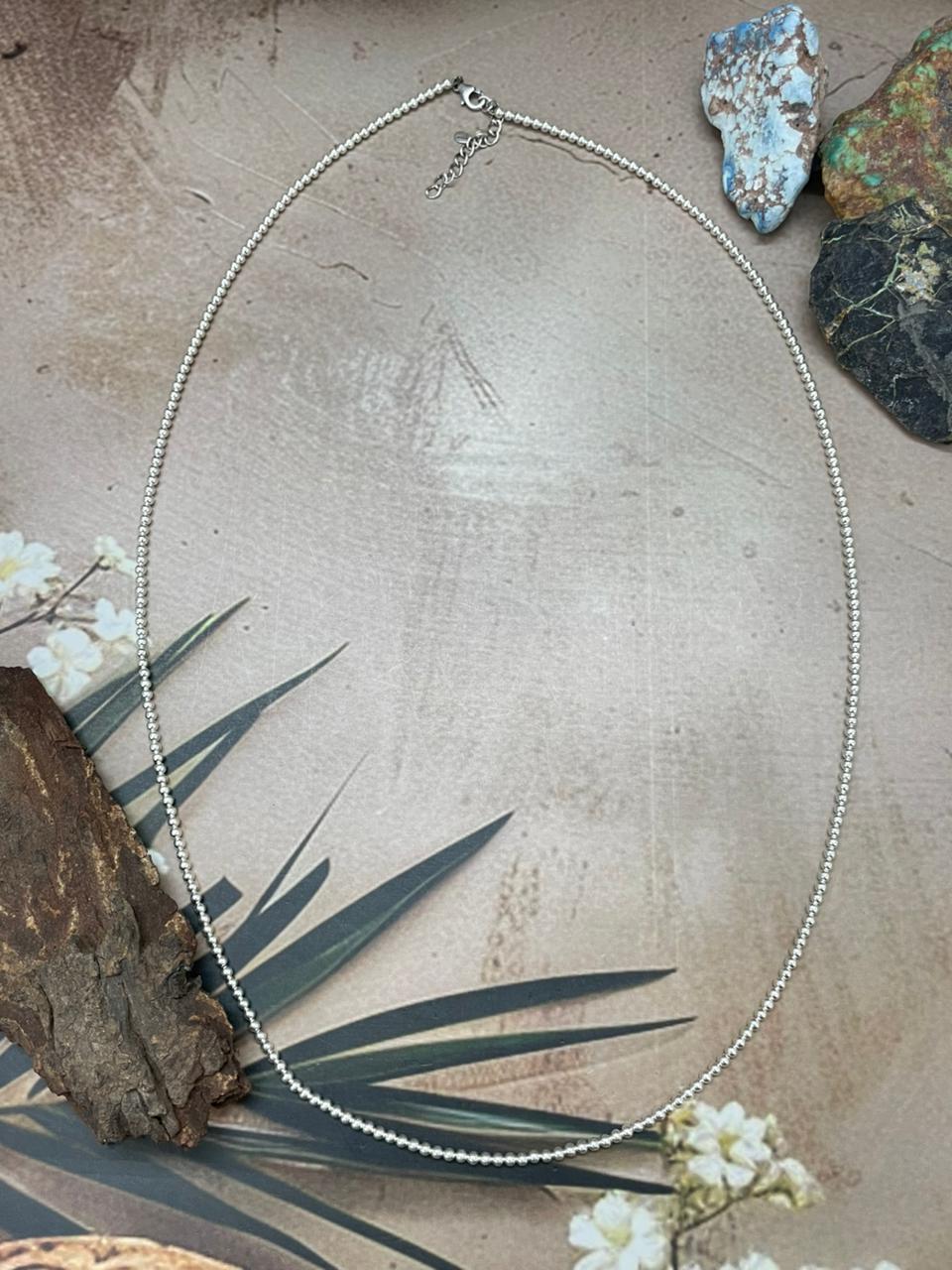 Handmade Sterling Silver Beaded Necklace "Signed Nizhoni"