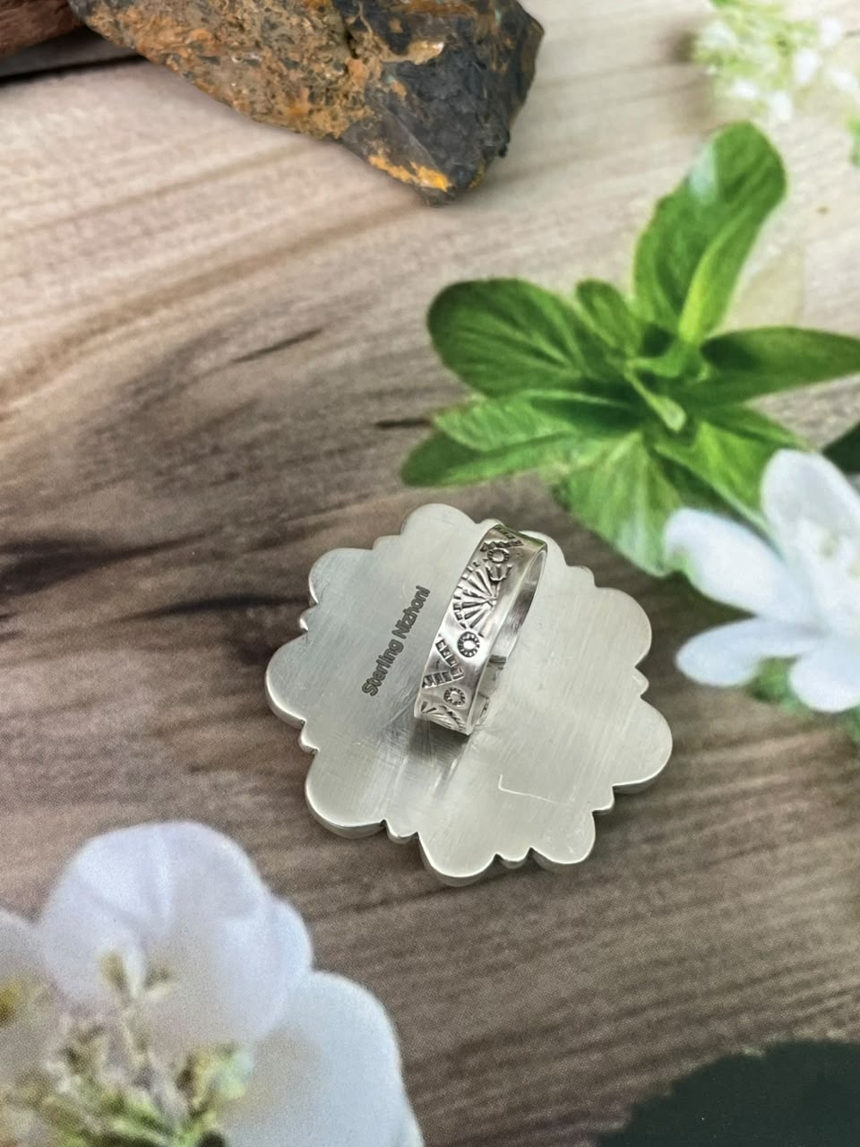 Handmade Sterling Silver Gem Silica Collection: Adjustable Ring Signed Nizhoni