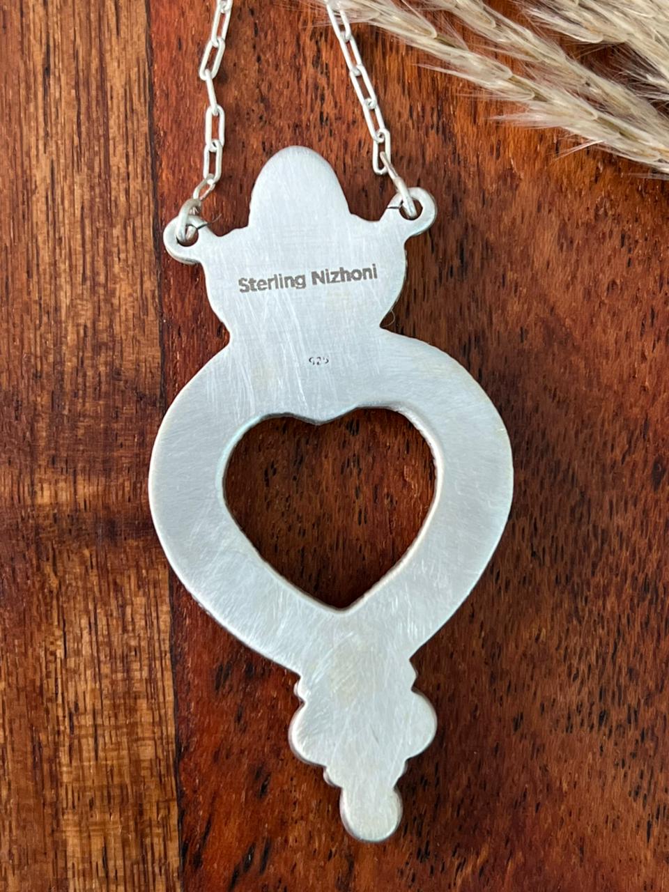 Handmade Sterling Silver Kingman Turquoise Necklace "Signed Nizhoni"