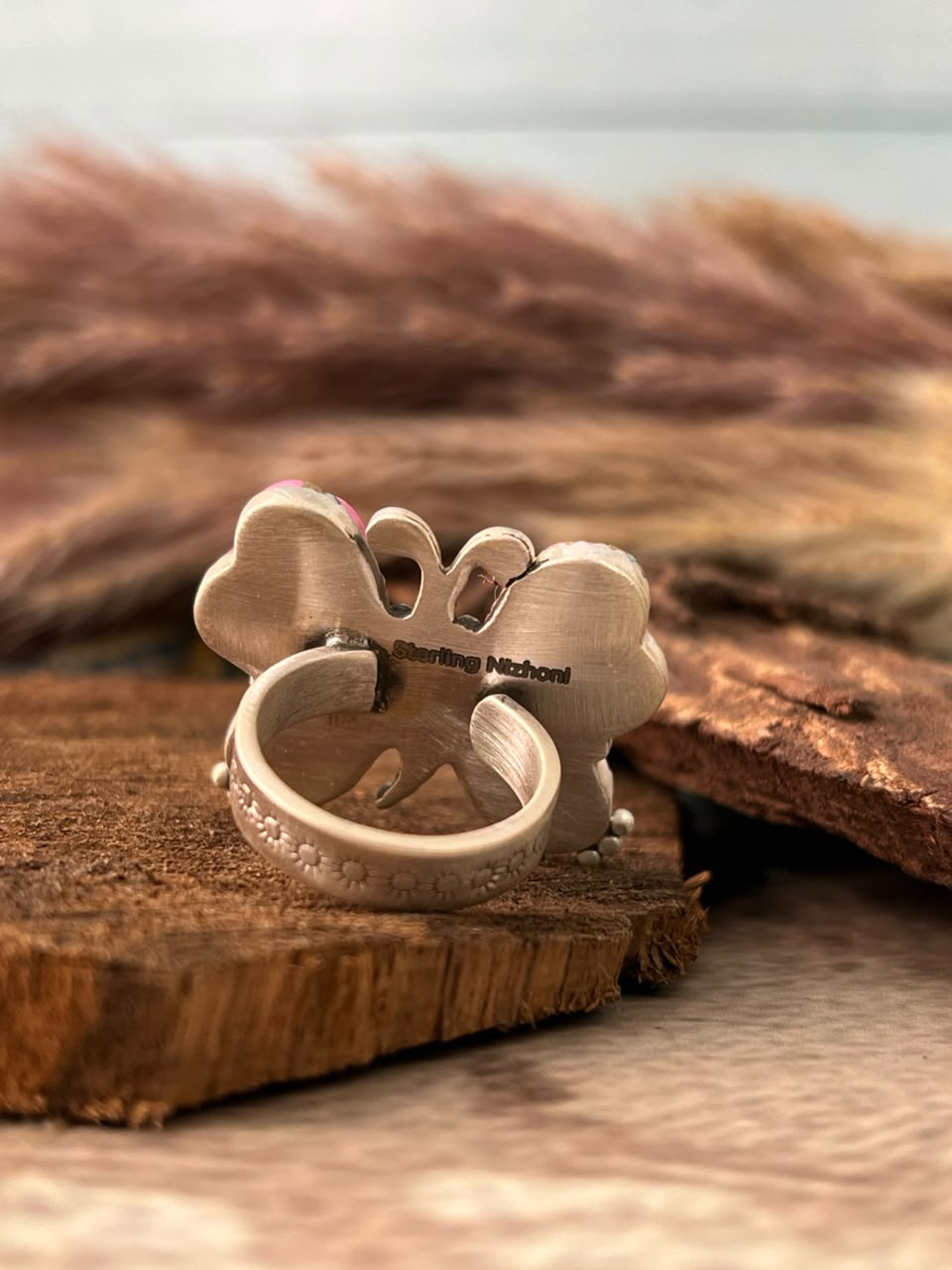 Handmade Sterling Silver Cotton Candy Butterfly Adjustable Ring Signed Nizhoni