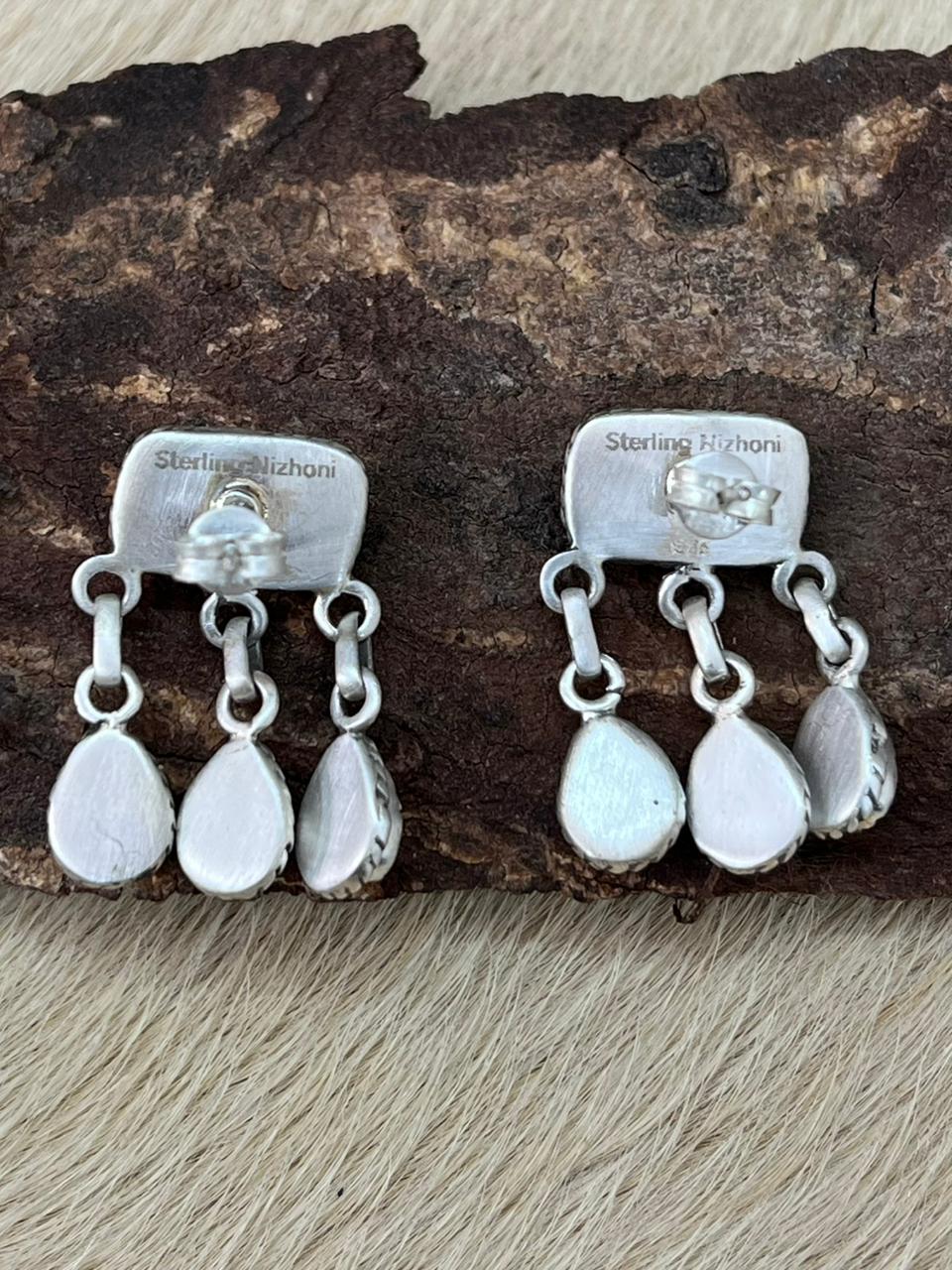 Handmade Sterling Silver Cotton Candy Dangle Earrings "Signed Nizhoni"