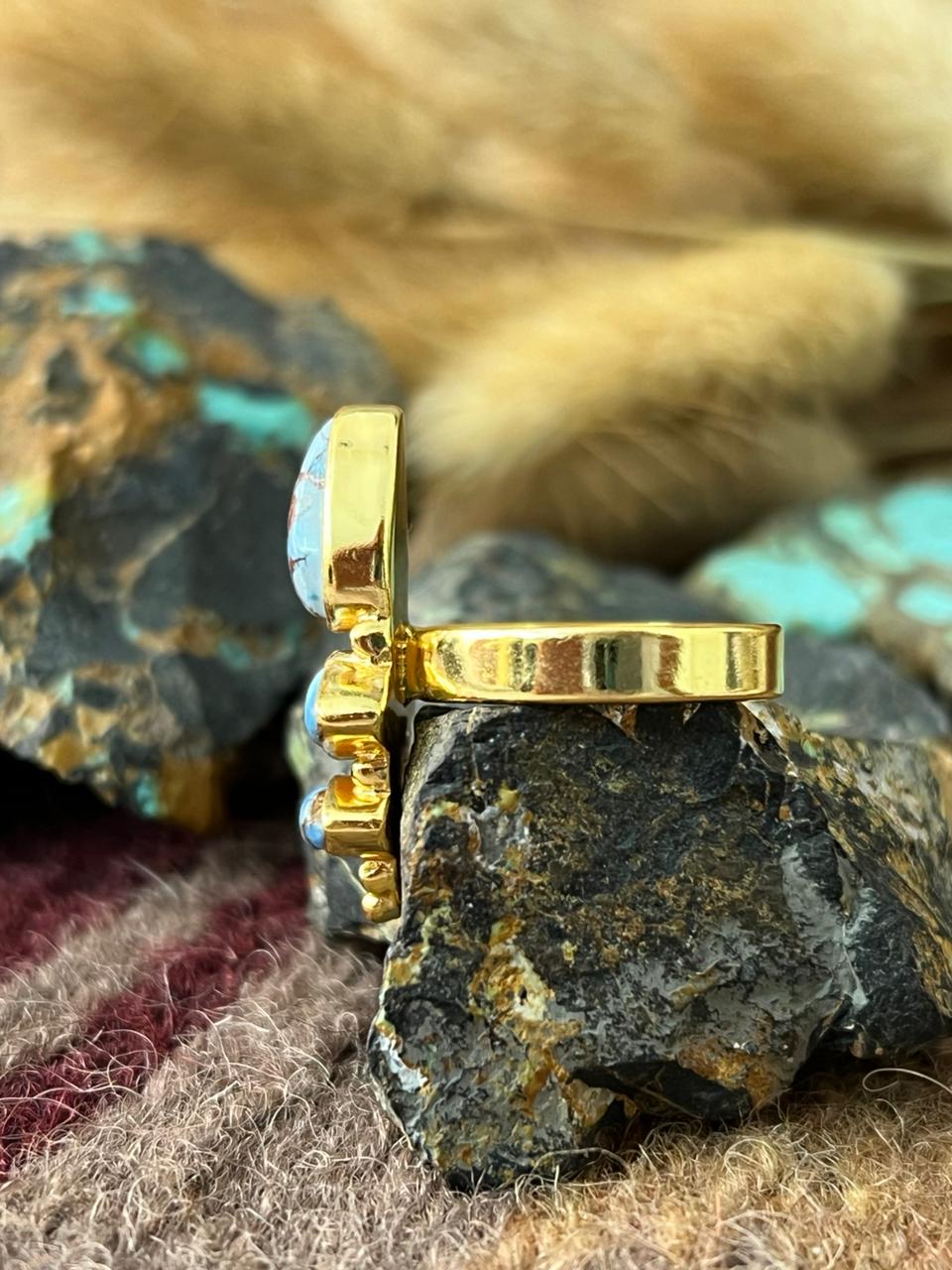 “The Golden Collection” Natural Golden Hills Turquoise Adjustable Ring