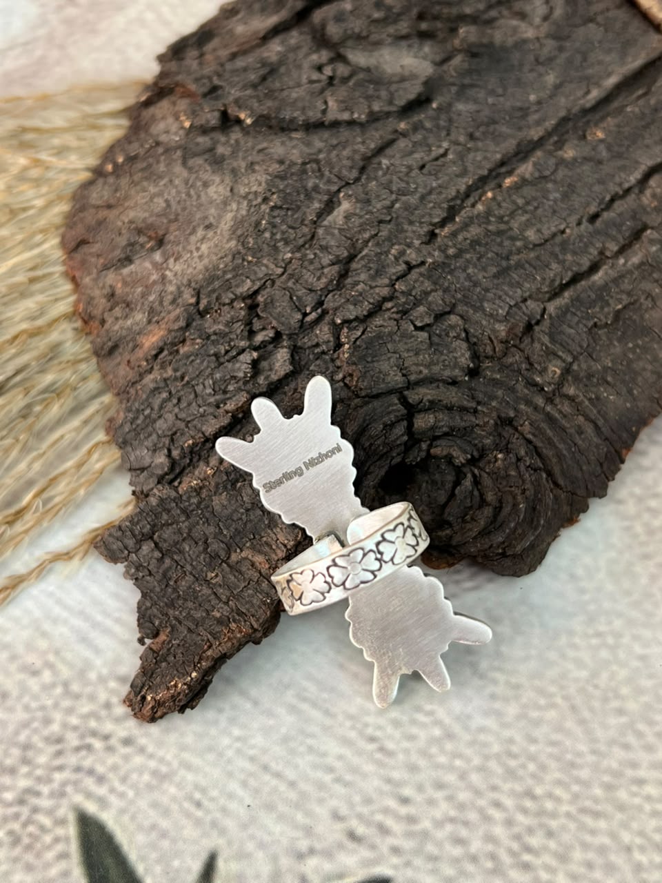 Handmade Sterling Silver Cotton Candy Adjustable Ring Signed Nizhoni