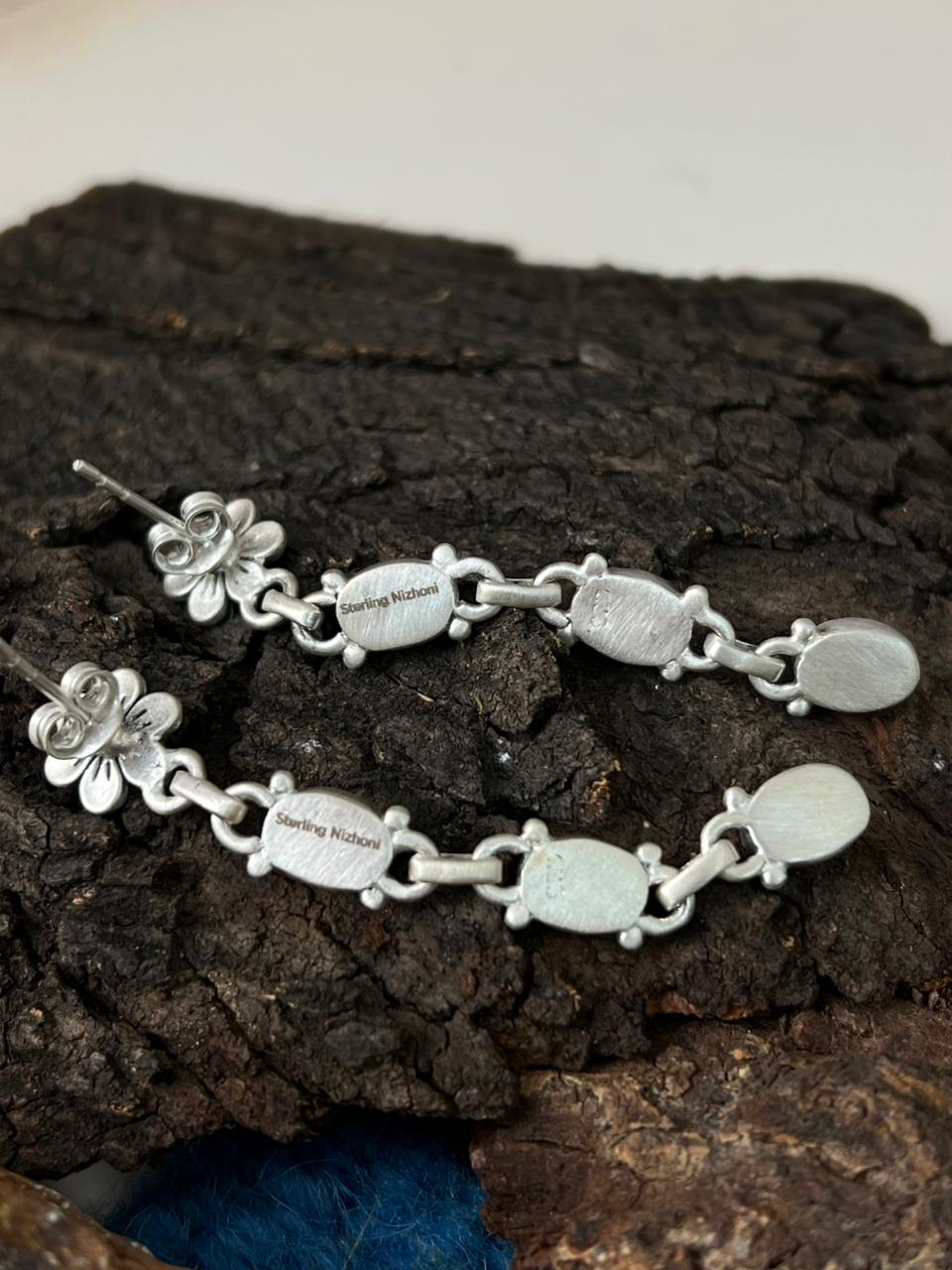 Handmade Sterling Silver Wildhorse Magnesite Post Dangle Earrings "Signed Nizhoni"