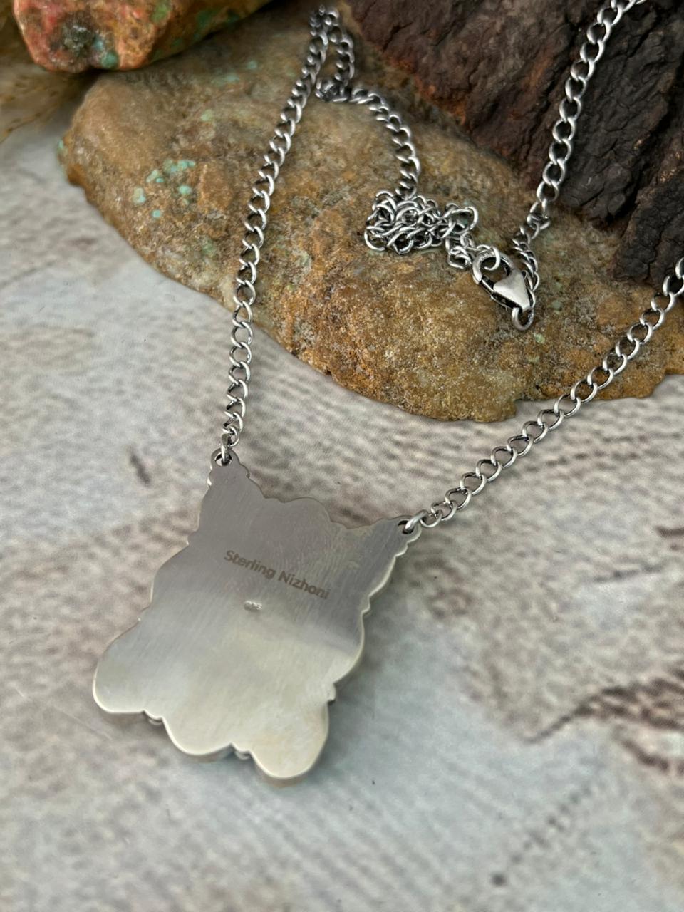 Handmade Sterling Silver Multi Stone Necklace "Signed Nizhoni"