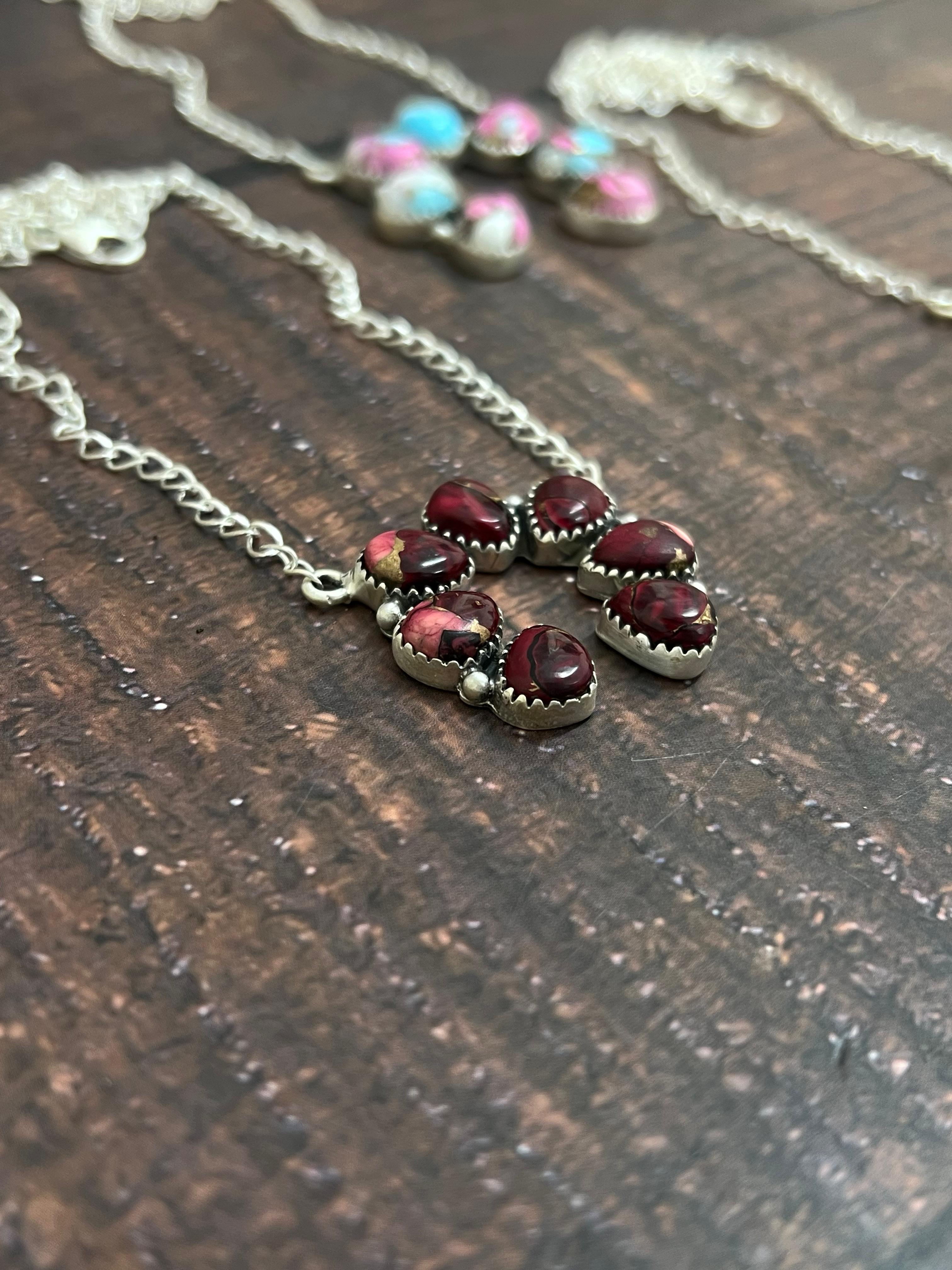 Handmade Sterling Silver Multi Stone Naja Necklace Signed Nizhoni