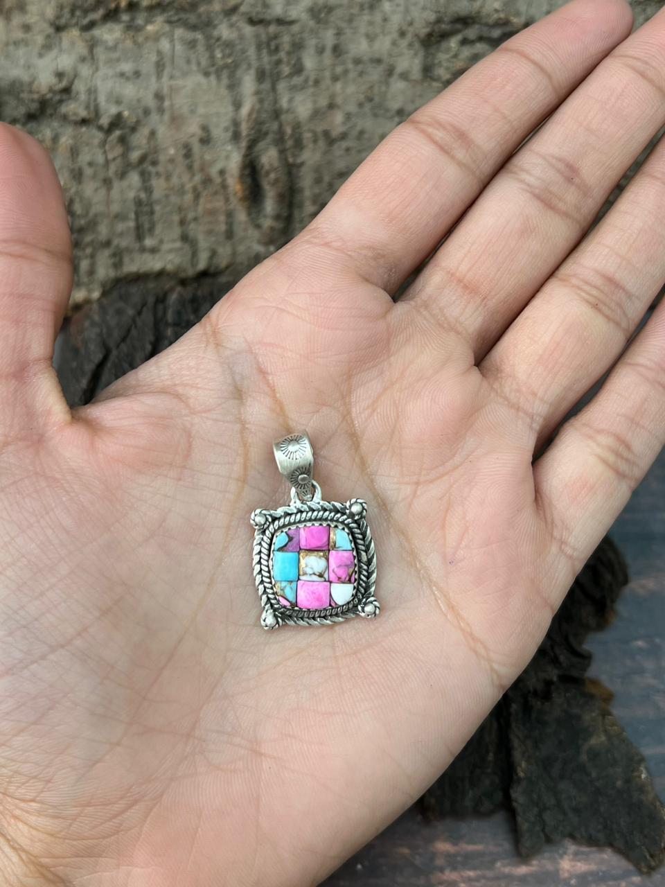 Handmade Sterling Silver Cotton Candy Pendant "Signed Nizhoni"