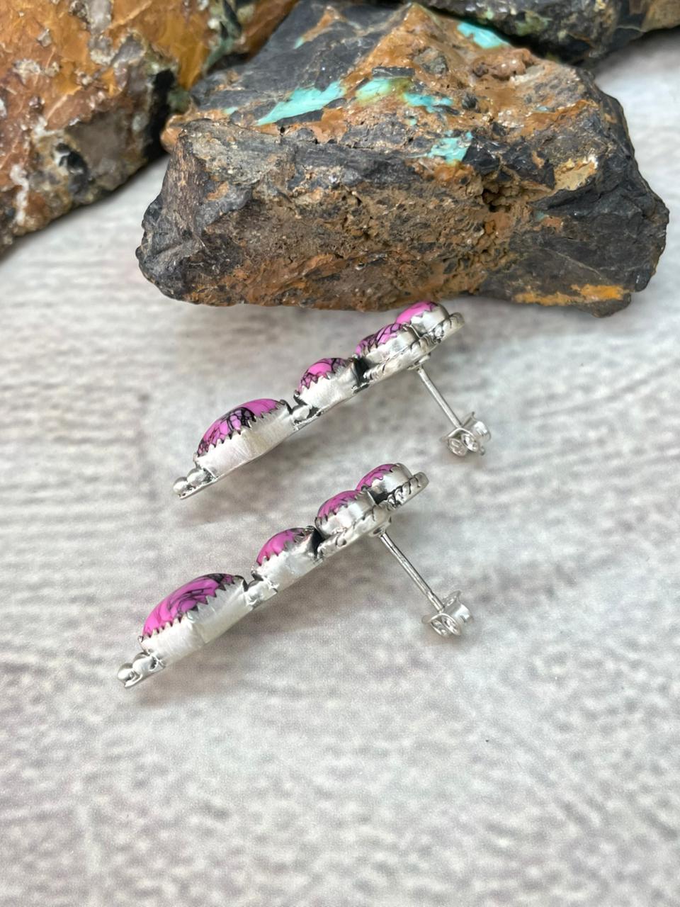 Handmade Sterling Silver Cherry Blossom Post Earrings "Signed Nizhoni"