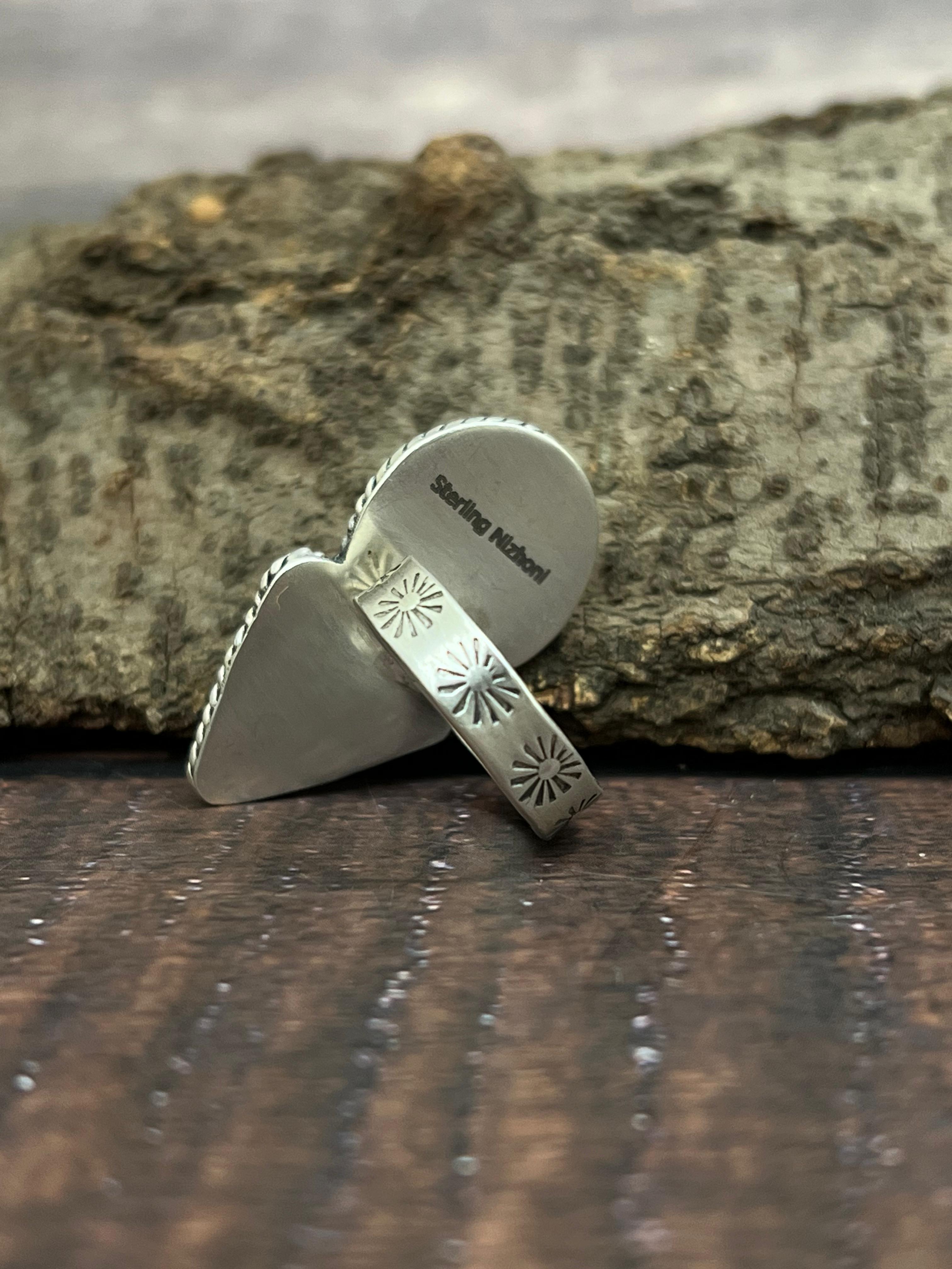 Handmade Sterling Silver Starfox Variscite Adjustable Ring Signed Nizhoni