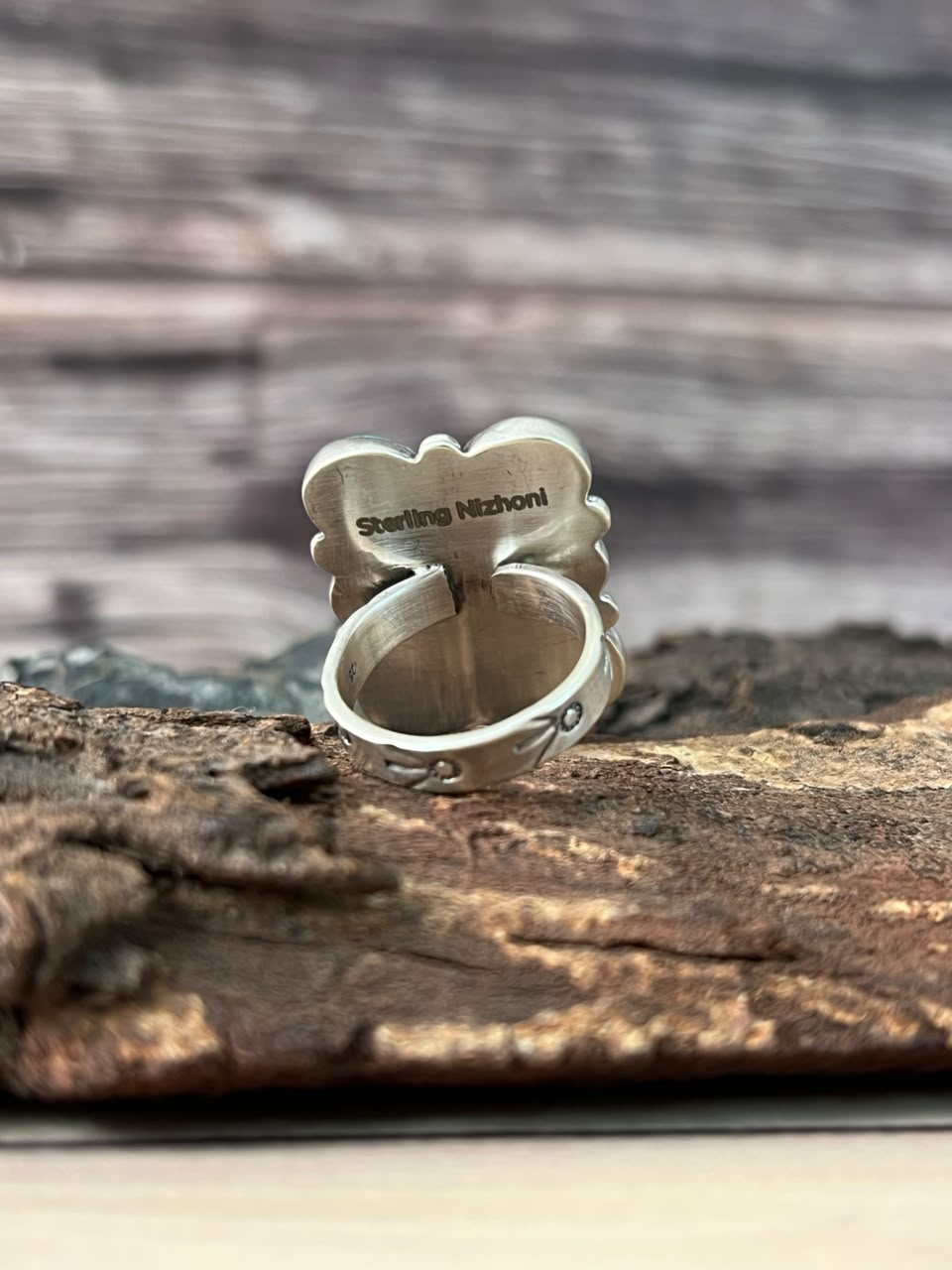 Handmade Sterling Silver Gem Silica Collection: Adjustable Ring Signed Nizhoni
