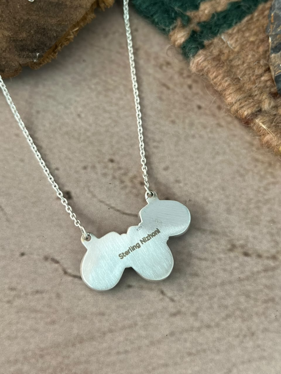 Handmade Sterling Silver Hardy Pit Collection: Necklace Signed Nizhoni