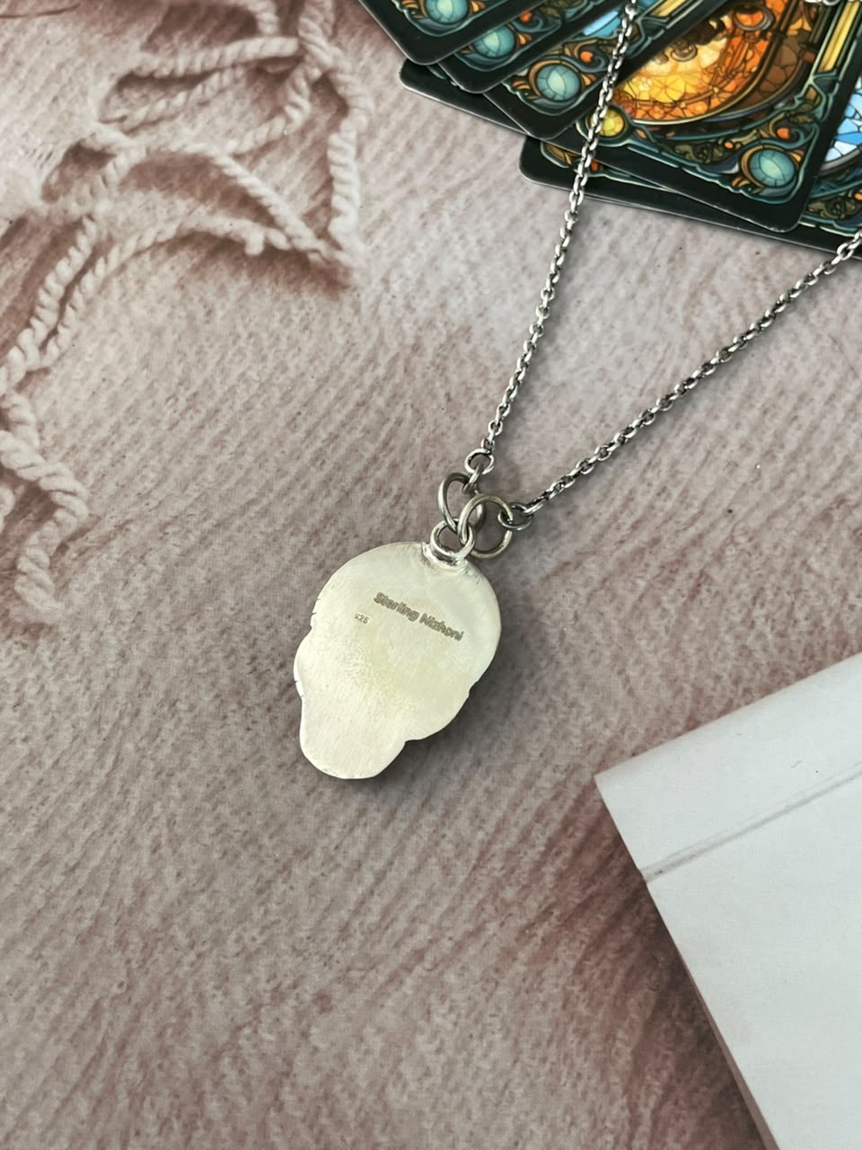 Handmade Sterling Silver Kingman Turquoise Halloween Collection: Necklace Signed Nizhoni