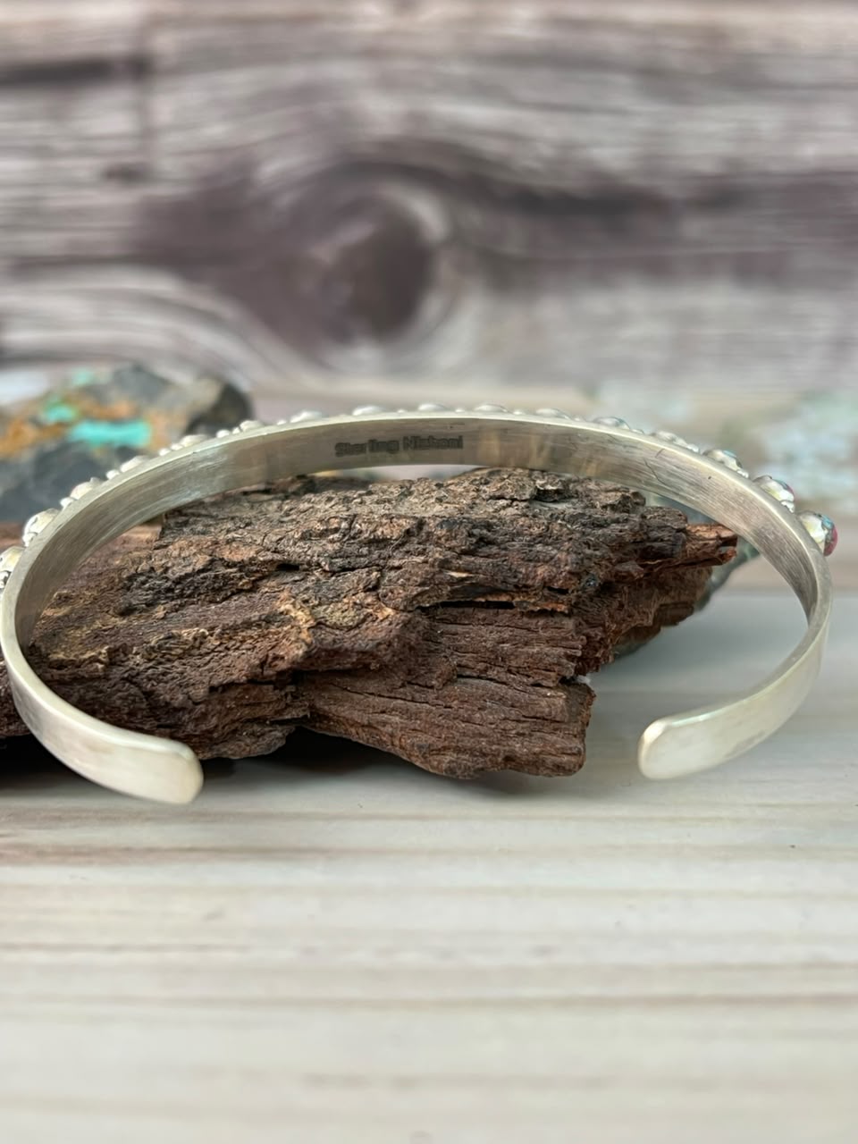 Handmade Sterling Silver Cotton Candy Cuff Bracelet Signed Nizhoni