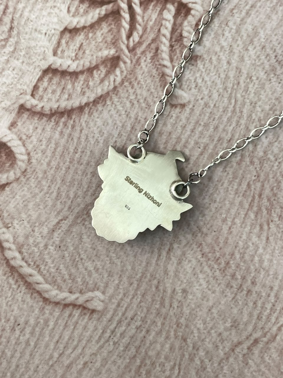 Handmade Sterling Silver Kingman Turquoise Halloween Collection: Necklace Signed Nizhoni