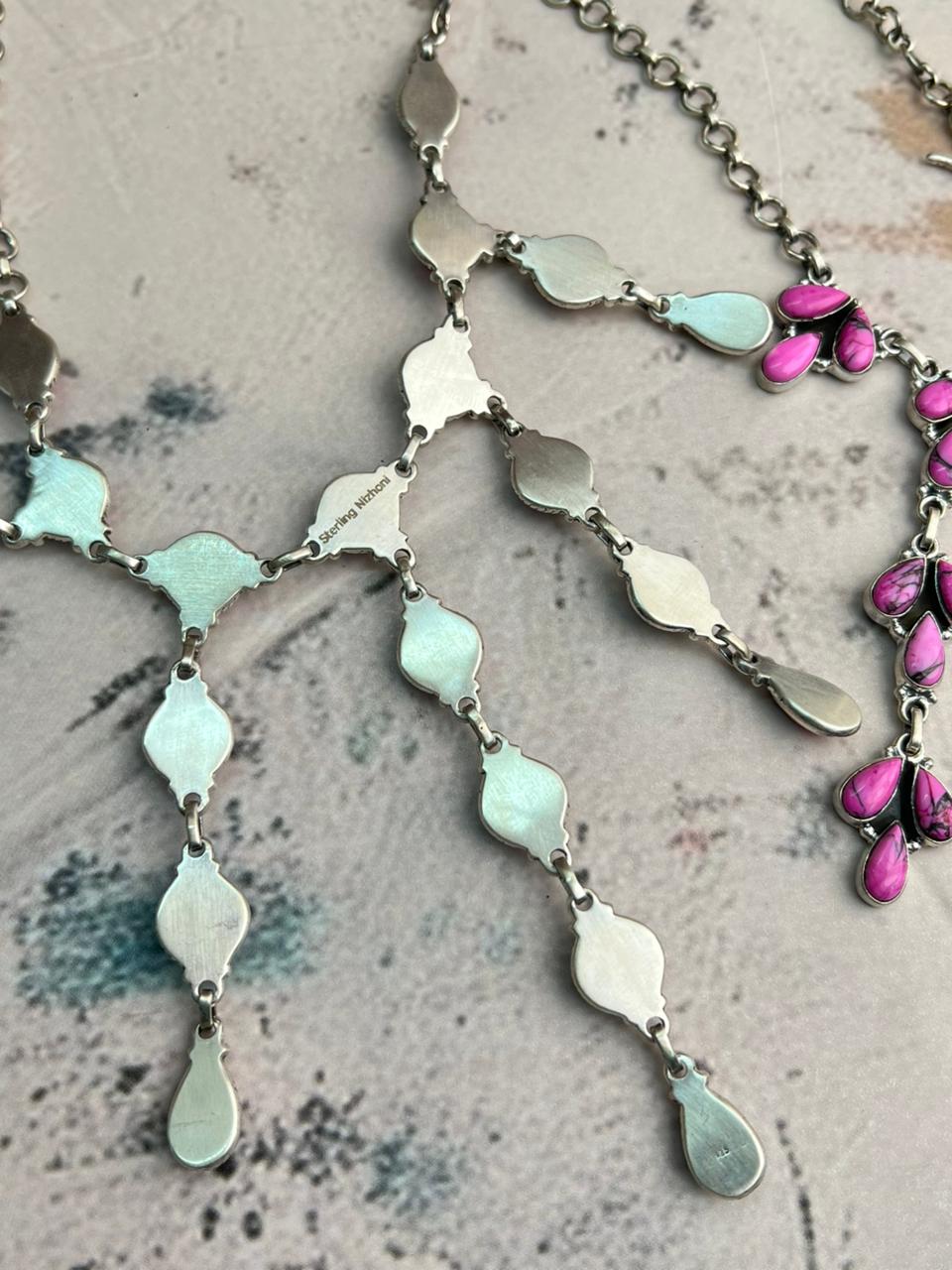 Handmade Sterling Silver Cherry Blossom Choker Necklace "Signed Nizhoni"