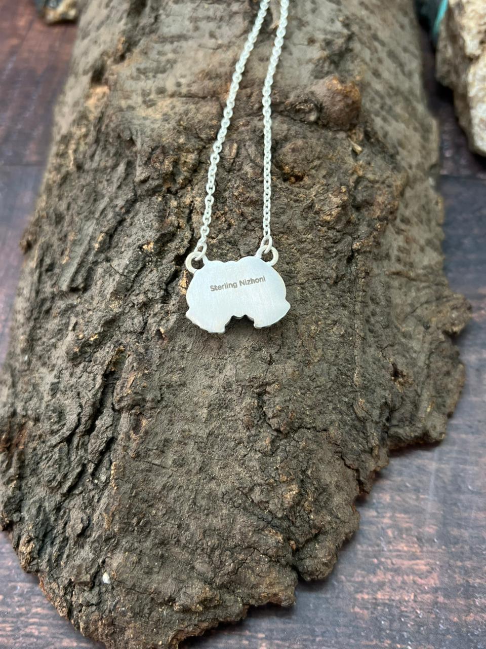 Handmade Sterling Silver Sonoran Mountain Turquoise Necklace "Signed Nizhoni"