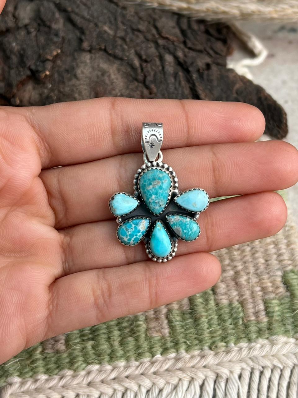 Handmade Sterling Silver White Water Pendant "Signed Nizhoni"