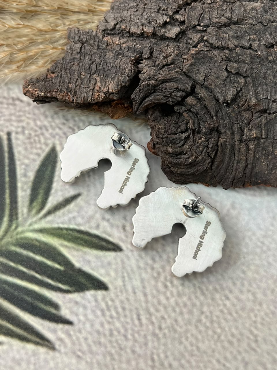 Handmade Sterling Silver Cotton Candy Post Studs Naja Earrings Signed Nizhoni
