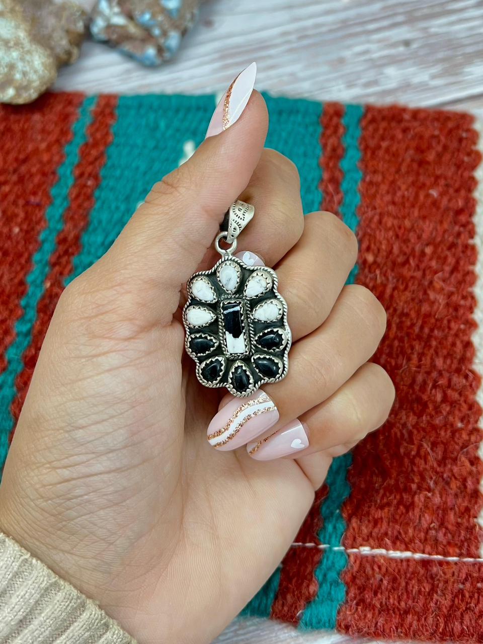 Handmade Sterling Silver White Buffalo Pendant "Signed Nizhoni"