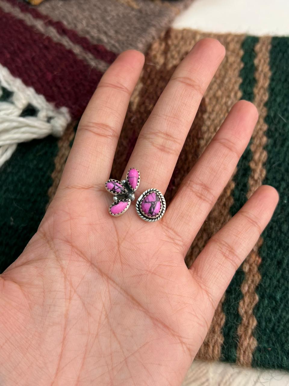 Handmade Sterling Silver Cherry Blossom Adjustable Ring "Signed Nizhoni"