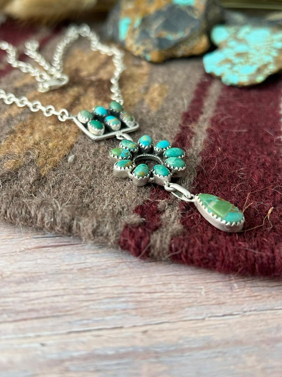 Handmade Sterling Silver Kingman Turquoise Necklace "Signed Nizhoni"
