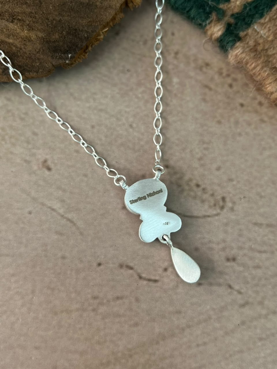 Handmade Sterling Silver Kingman Turquoise with White Buffalo Necklace Signed Nizhoni