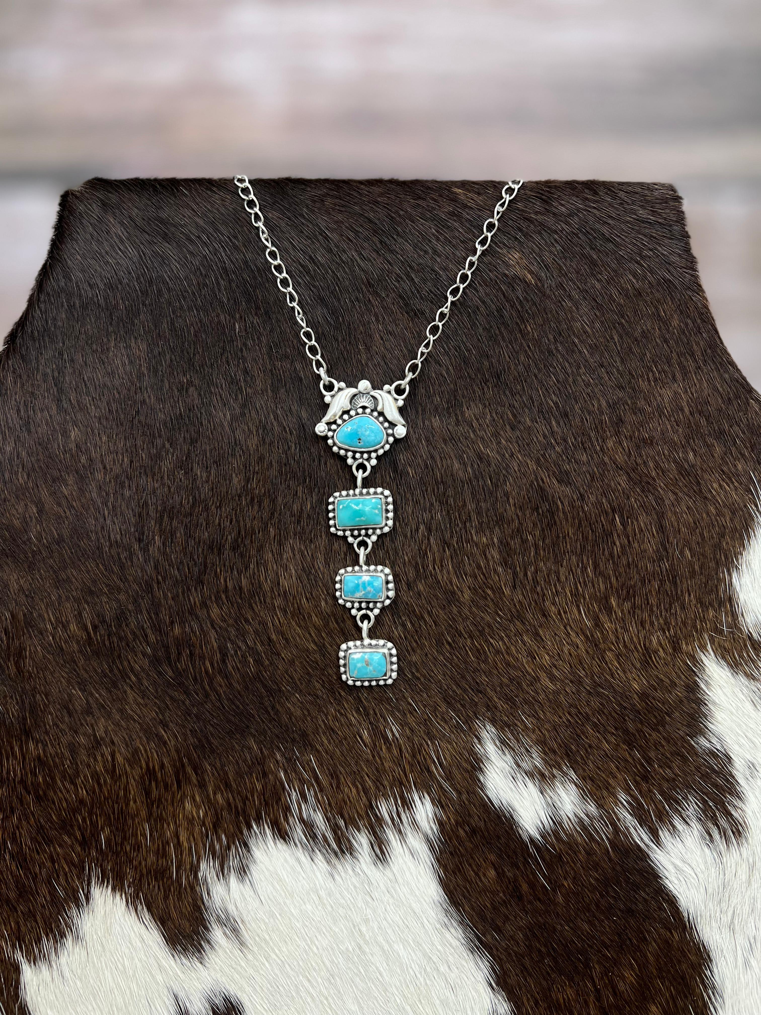 Handmade Sterling Silver White Water Turquoise Necklace Signed Nizhoni