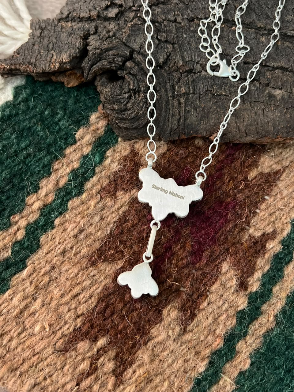 Handmade Sterling Silver Orange Mojave with White Buffalo Necklace Signed Nizhoni