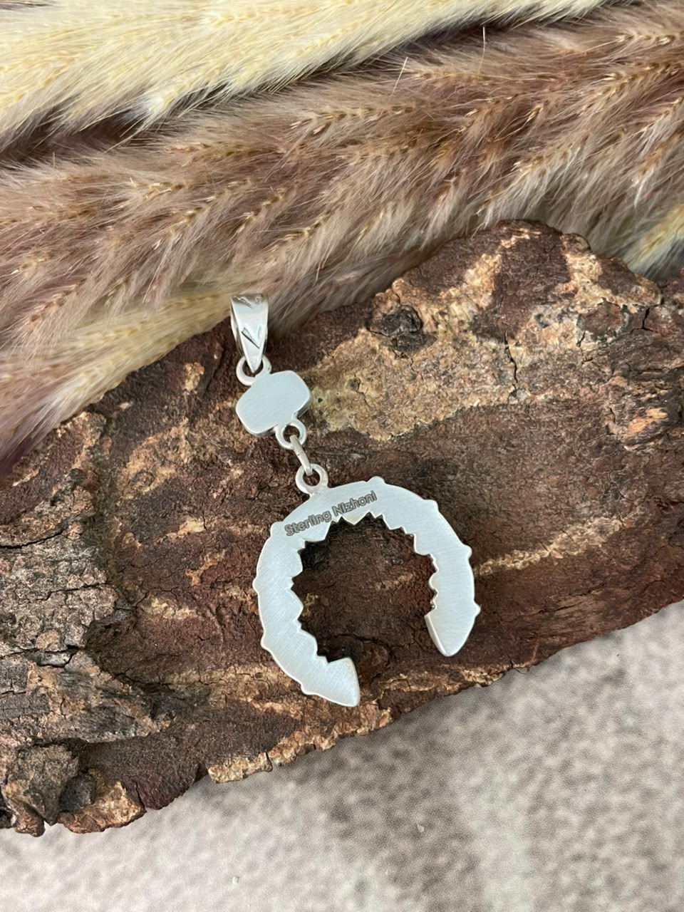 Handmade Sterling Silver Number 8 Turquoise Collection: Naja Pendant Signed Nizhoni